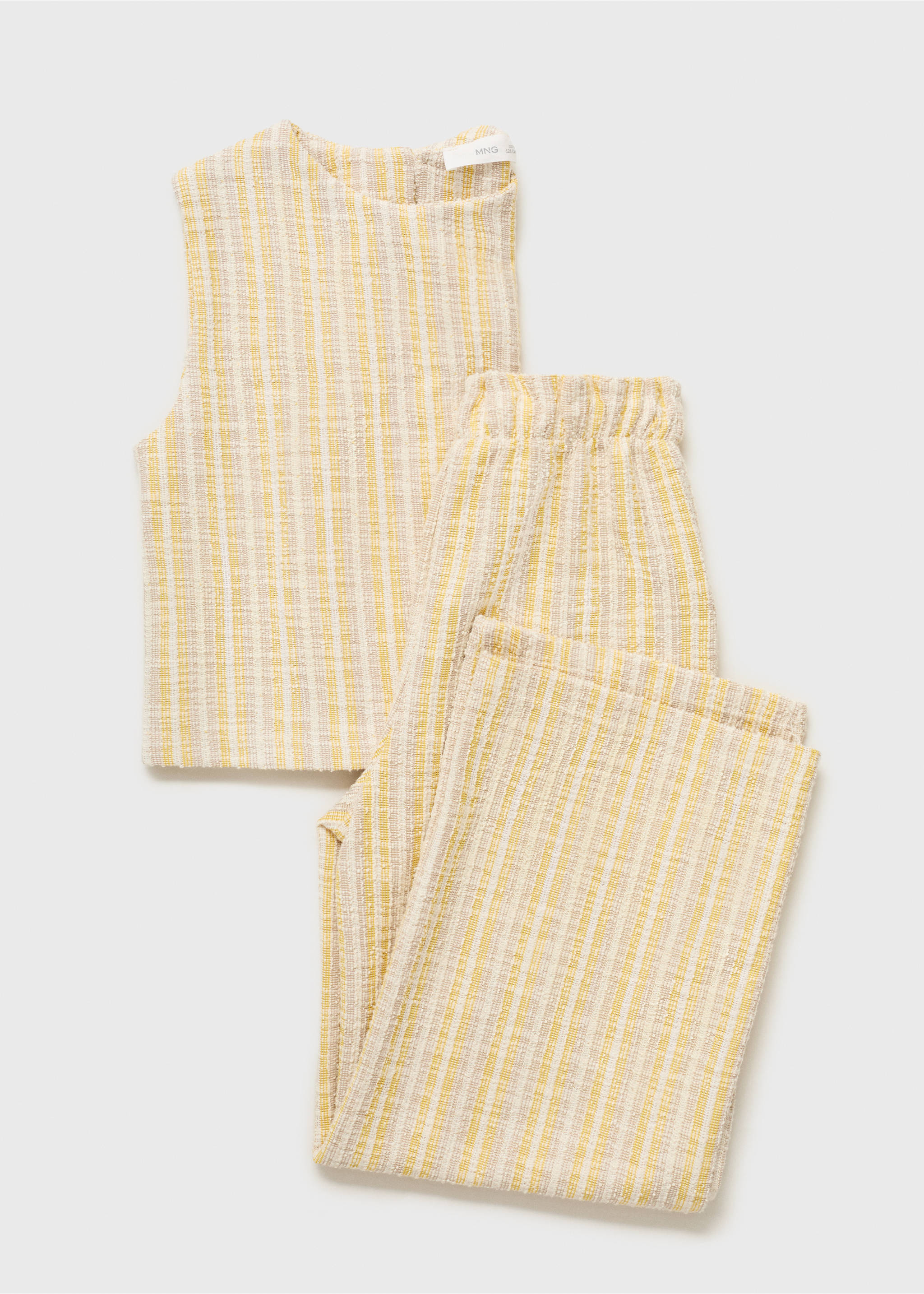 T-shirt rayures texturé - Détail de l'article 8, Jaune pastel. Ref: 87025978-00.