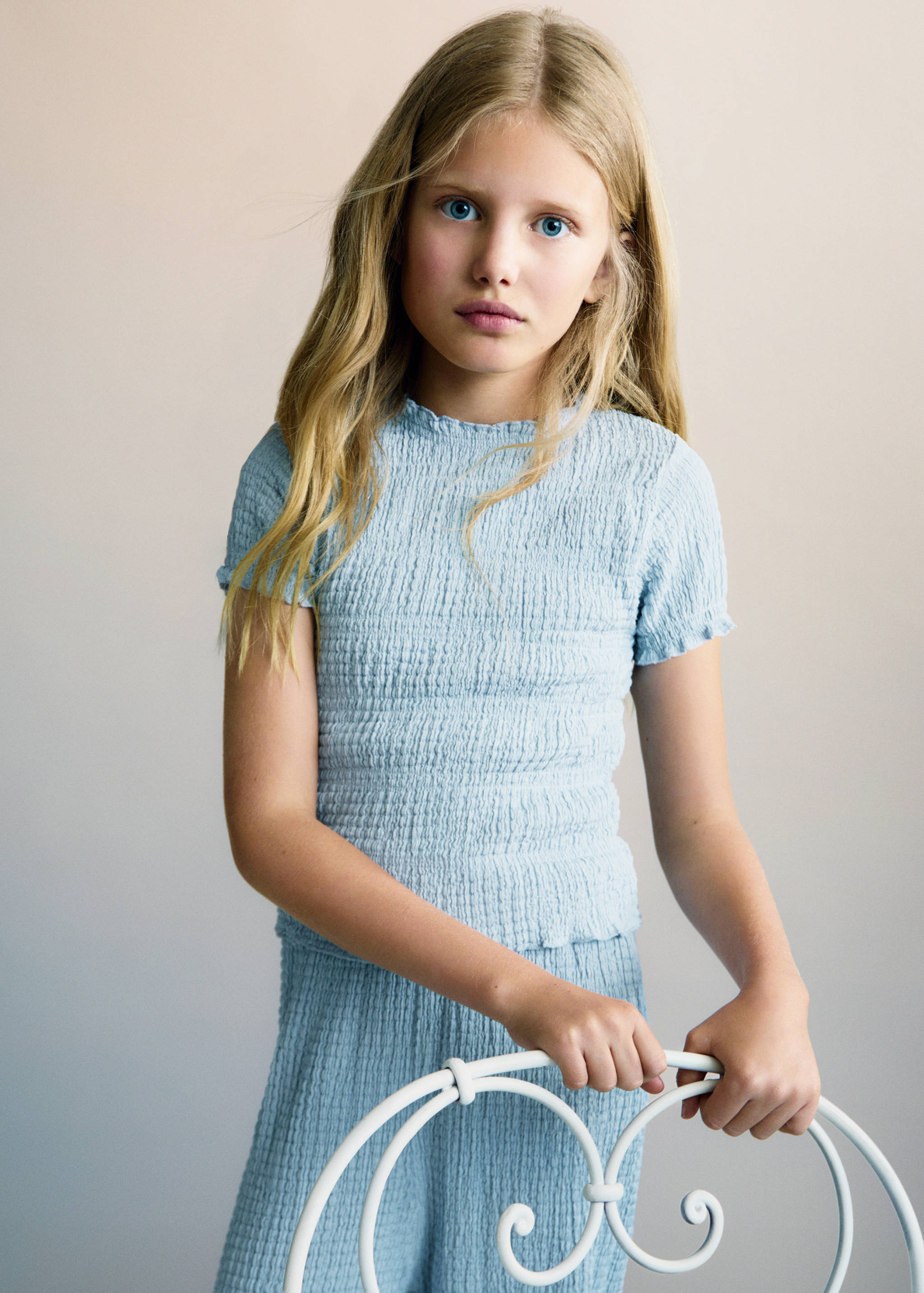 T-shirt froncé manches courtes - Plan moyen