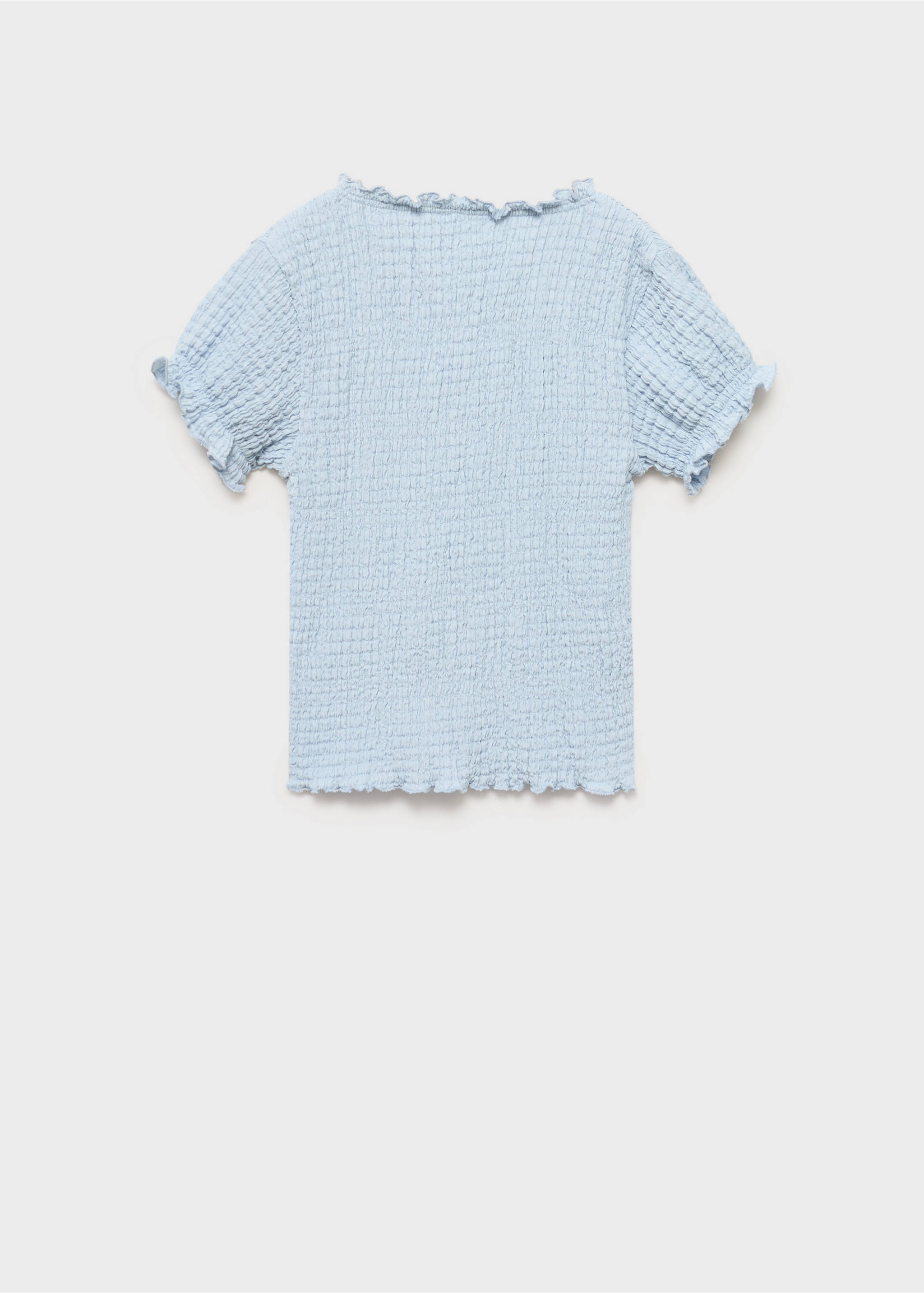 Gerafftes Kurzarm-T-Shirt - Rückseite des Artikels, Himmelblau. Ref: 87025979-00.