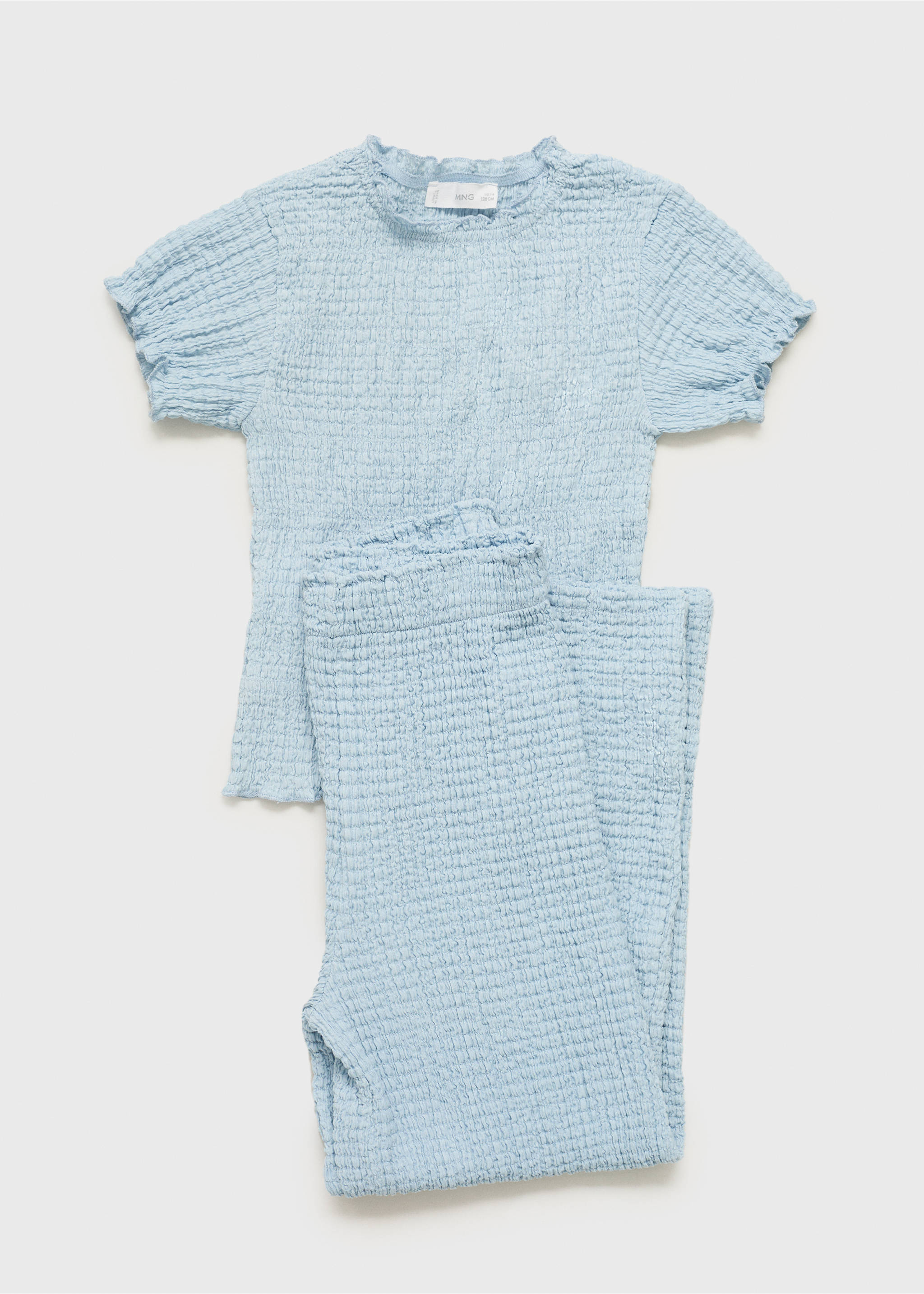 Gerafftes Kurzarm-T-Shirt - Detail des Artikels 8, Himmelblau. Ref: 87025979-00.