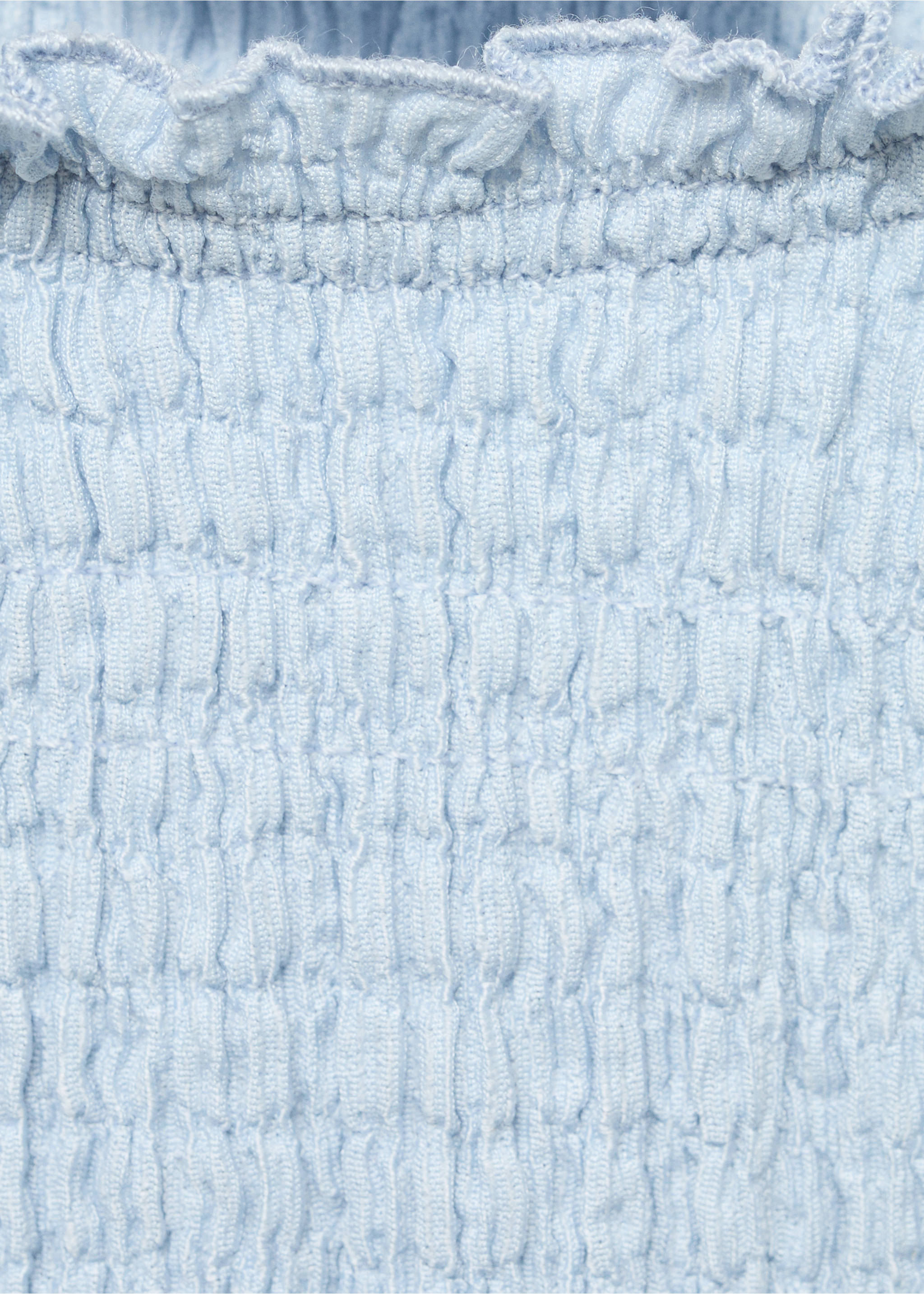 Gerafftes Kurzarm-T-Shirt - Detail des Artikels 0, Himmelblau. Ref: 87025979-00.