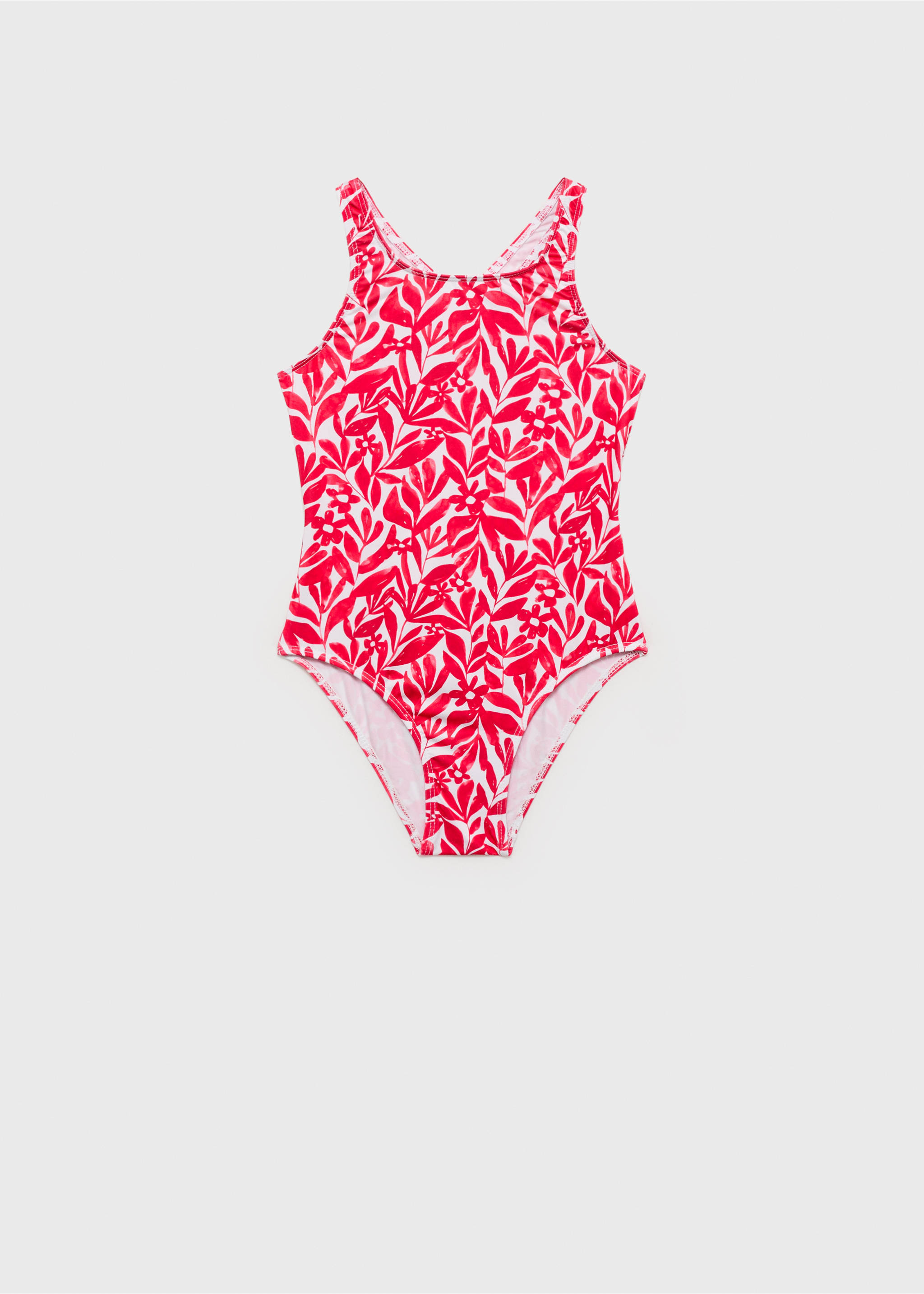 Cross-back printed swimsuit - Article without model, Red. Ref: 87025988-00.