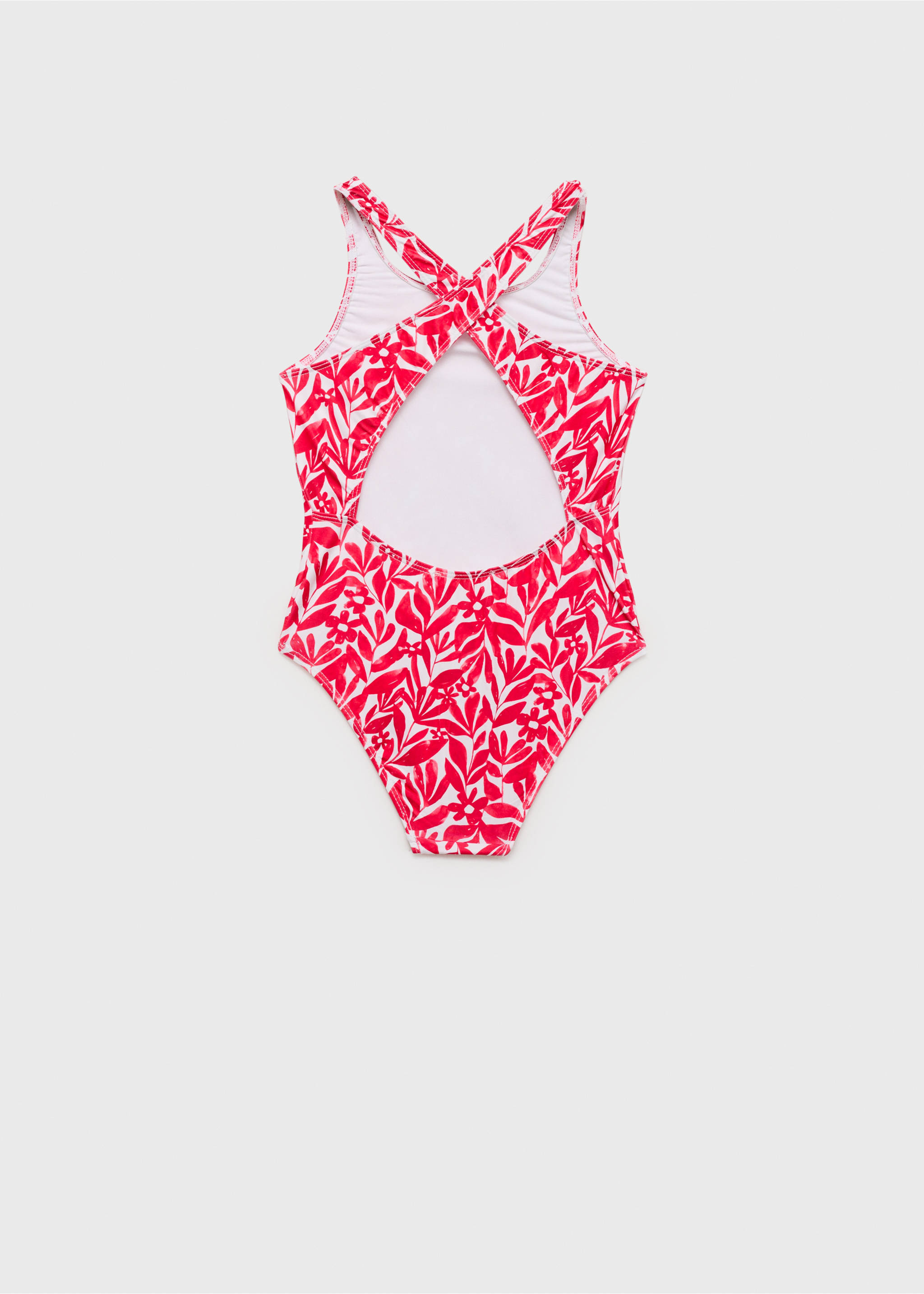Cross-back printed swimsuit - Reverse of the article, Red. Ref: 87025988-00.