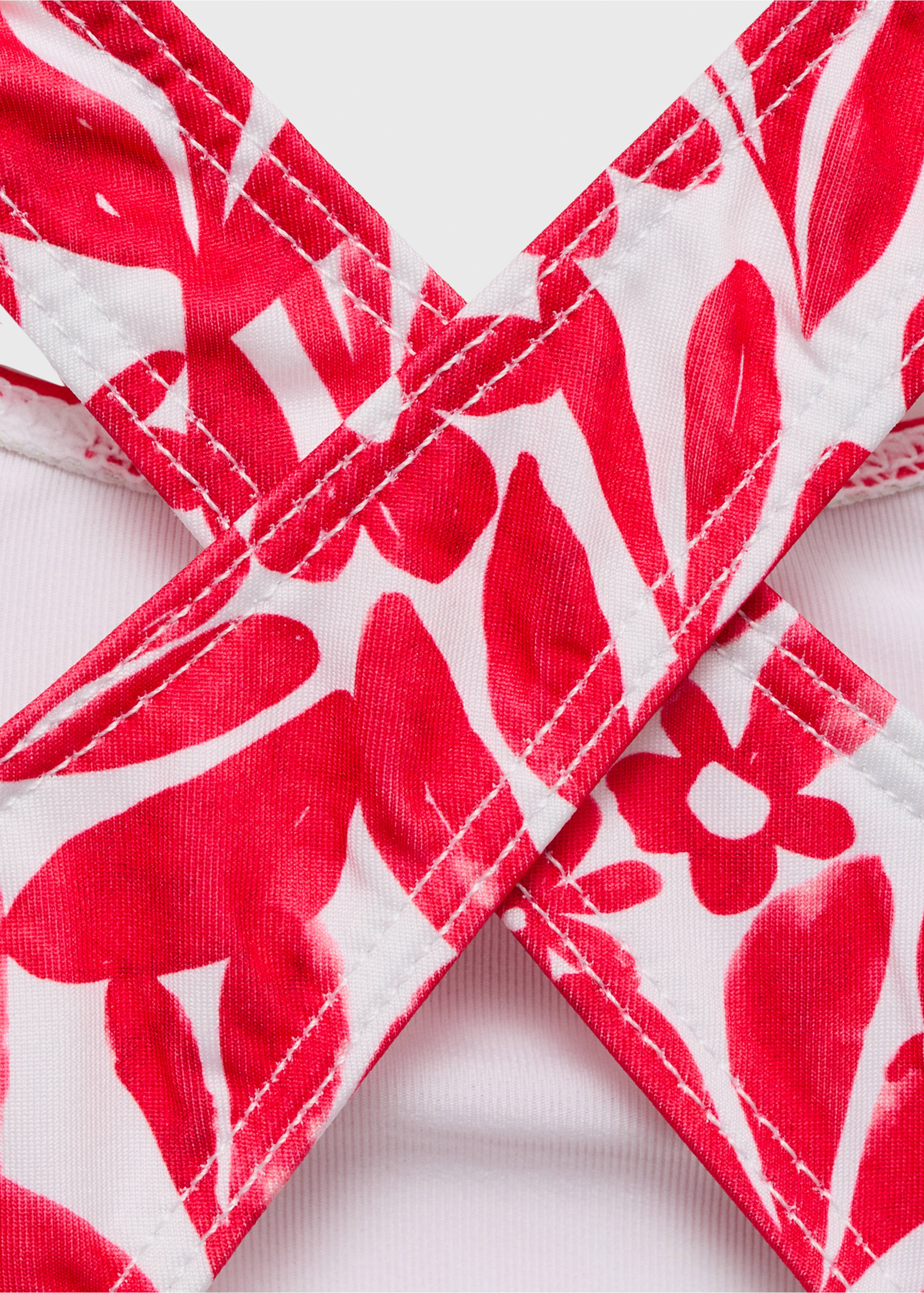 Cross-back printed swimsuit - Details of the article 0, Red. Ref: 87025988-00.