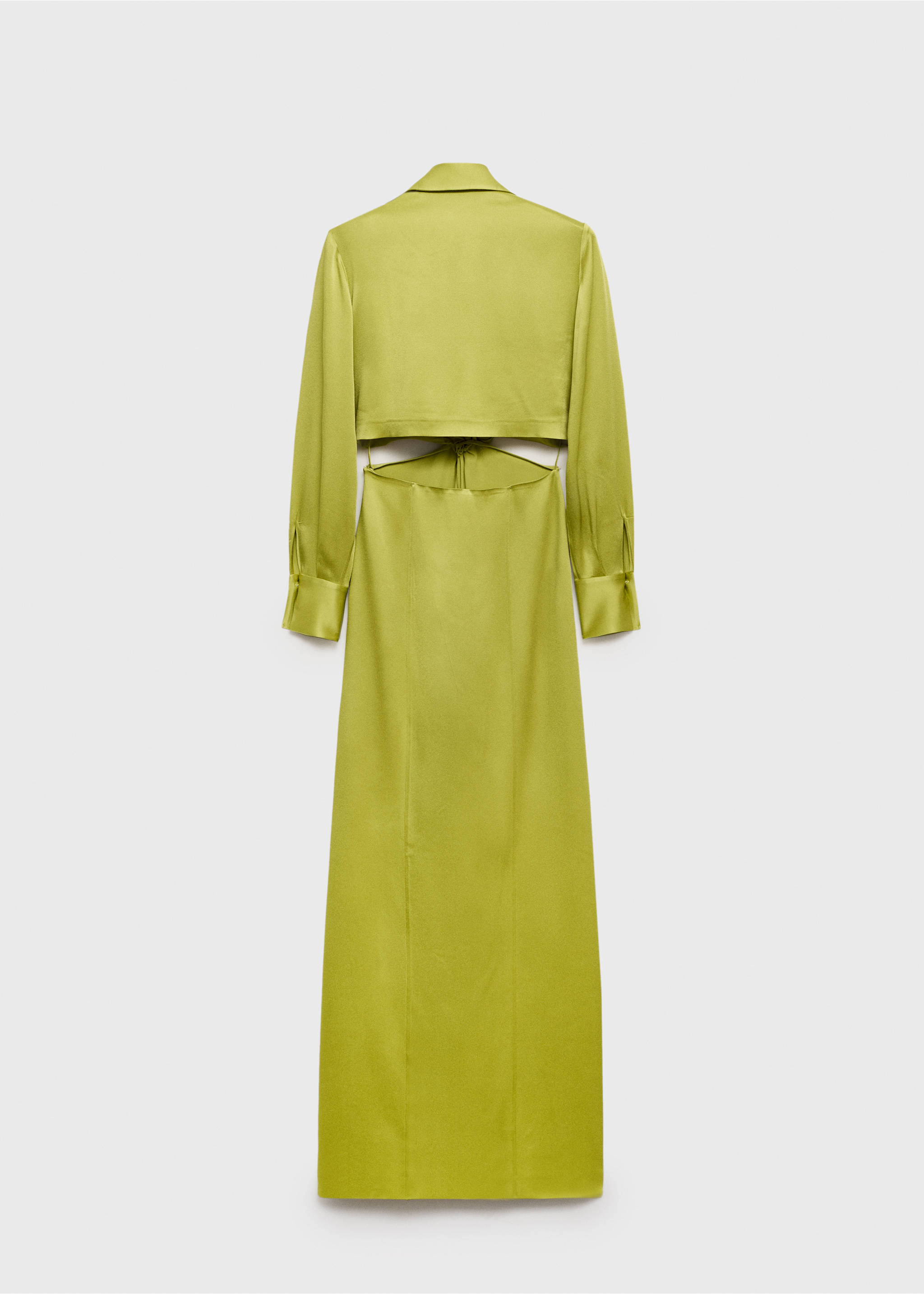 Draped shirt dress with side openings - Reverse of the article, Lime. Ref: 87025989-00.