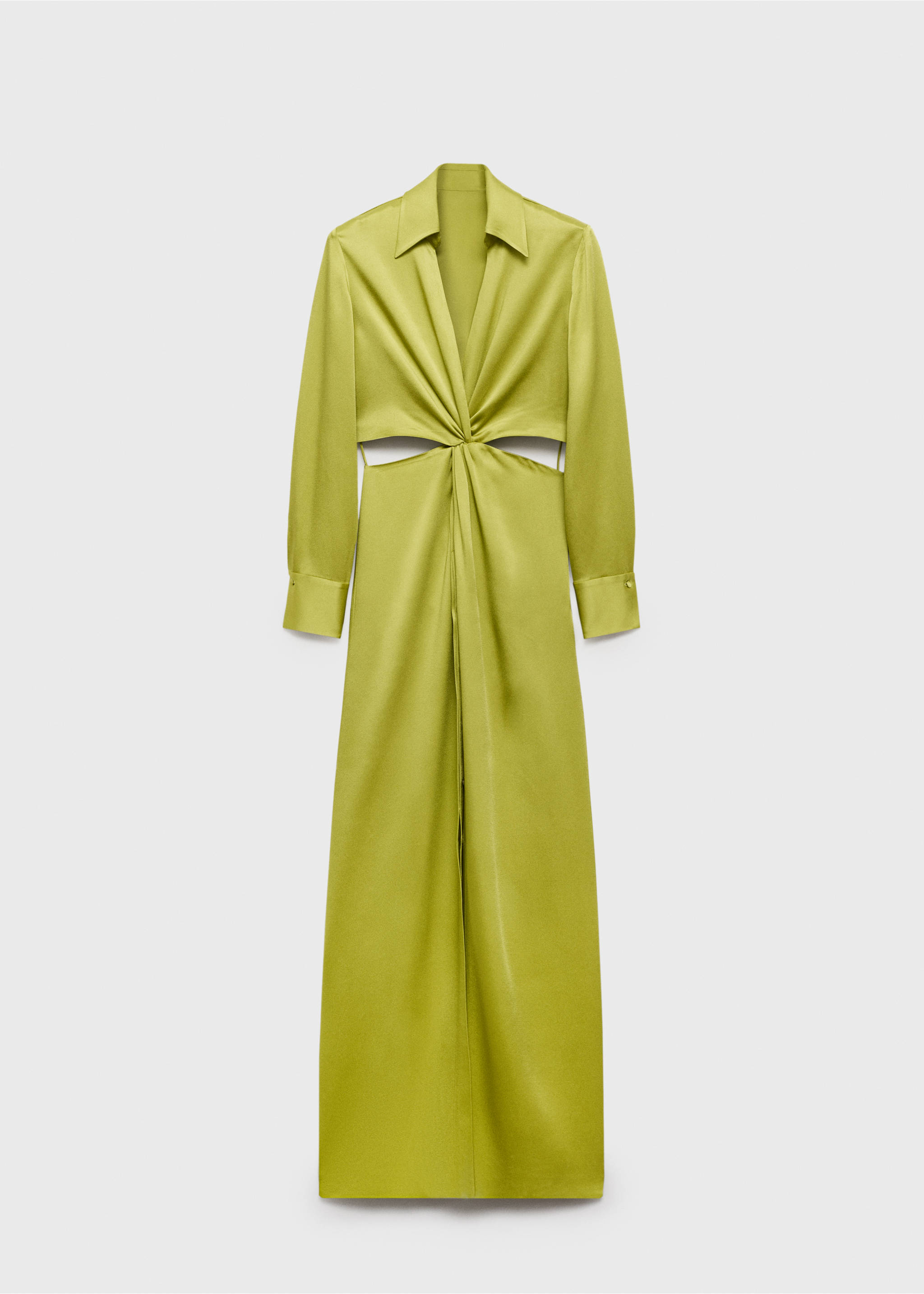 Draped shirt dress with side openings - Article without model, Lime. Ref: 87025989-00.