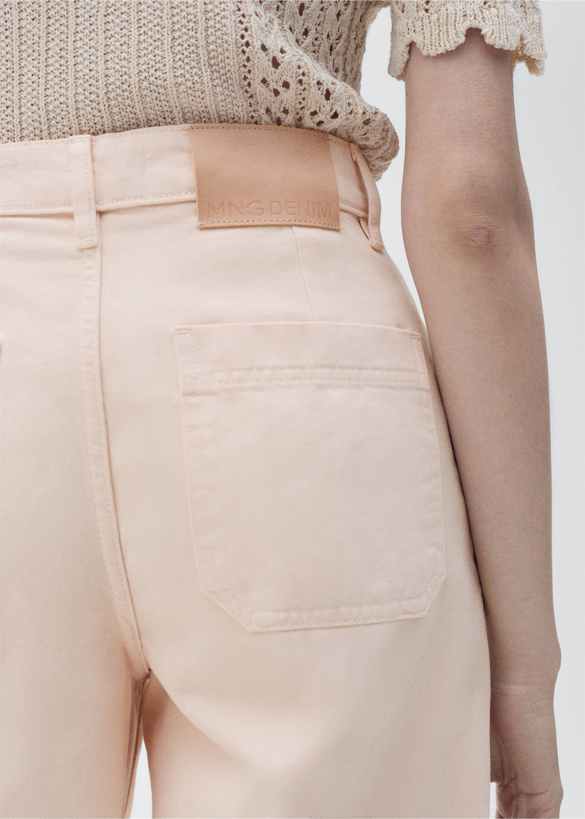 Weit geschnittene High-Waist-Jeans - Detail des Artikels 6, Pastellrosa. Ref: 87025994-00.
