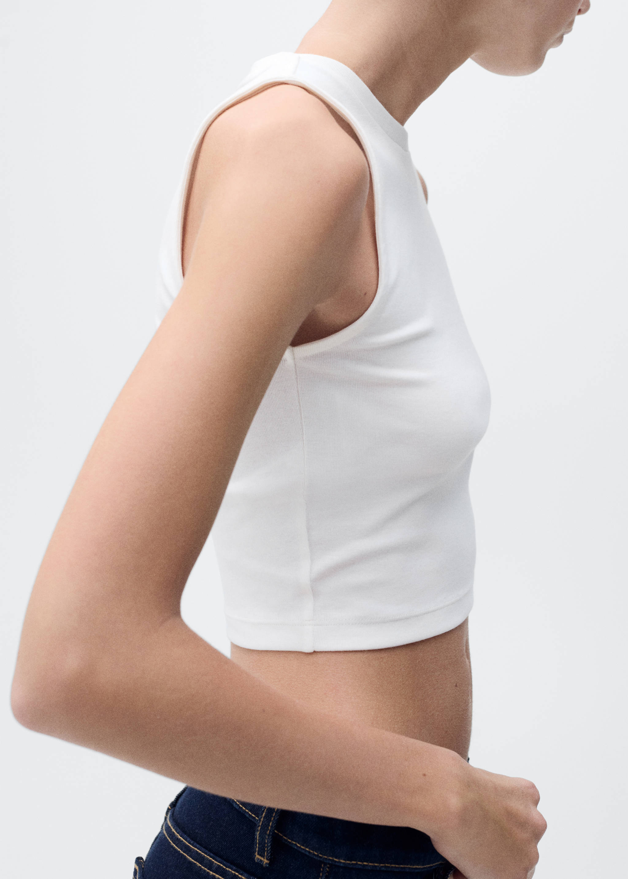 Cotton sleeveless cropped top - Details of the article 1