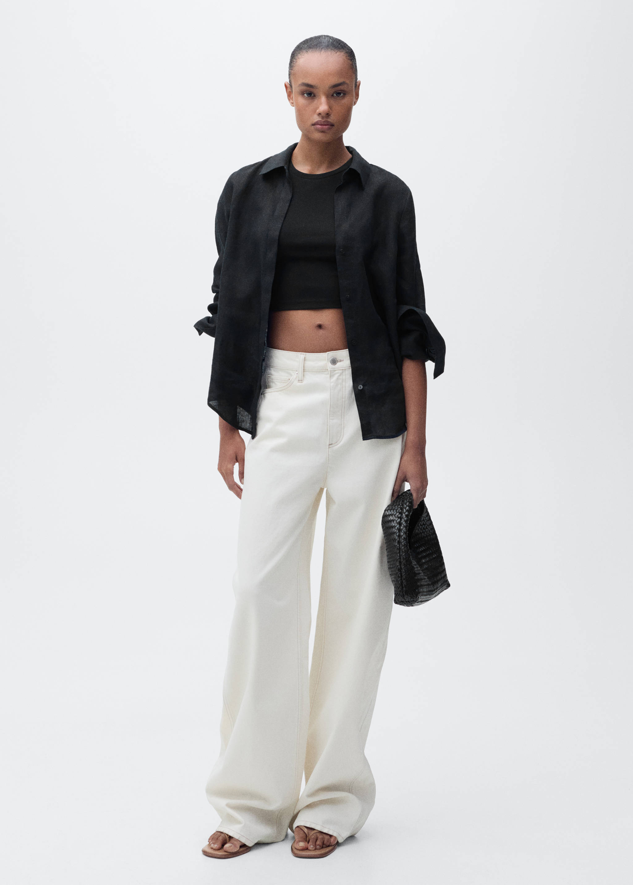 Cotton sleeveless cropped top - General plane