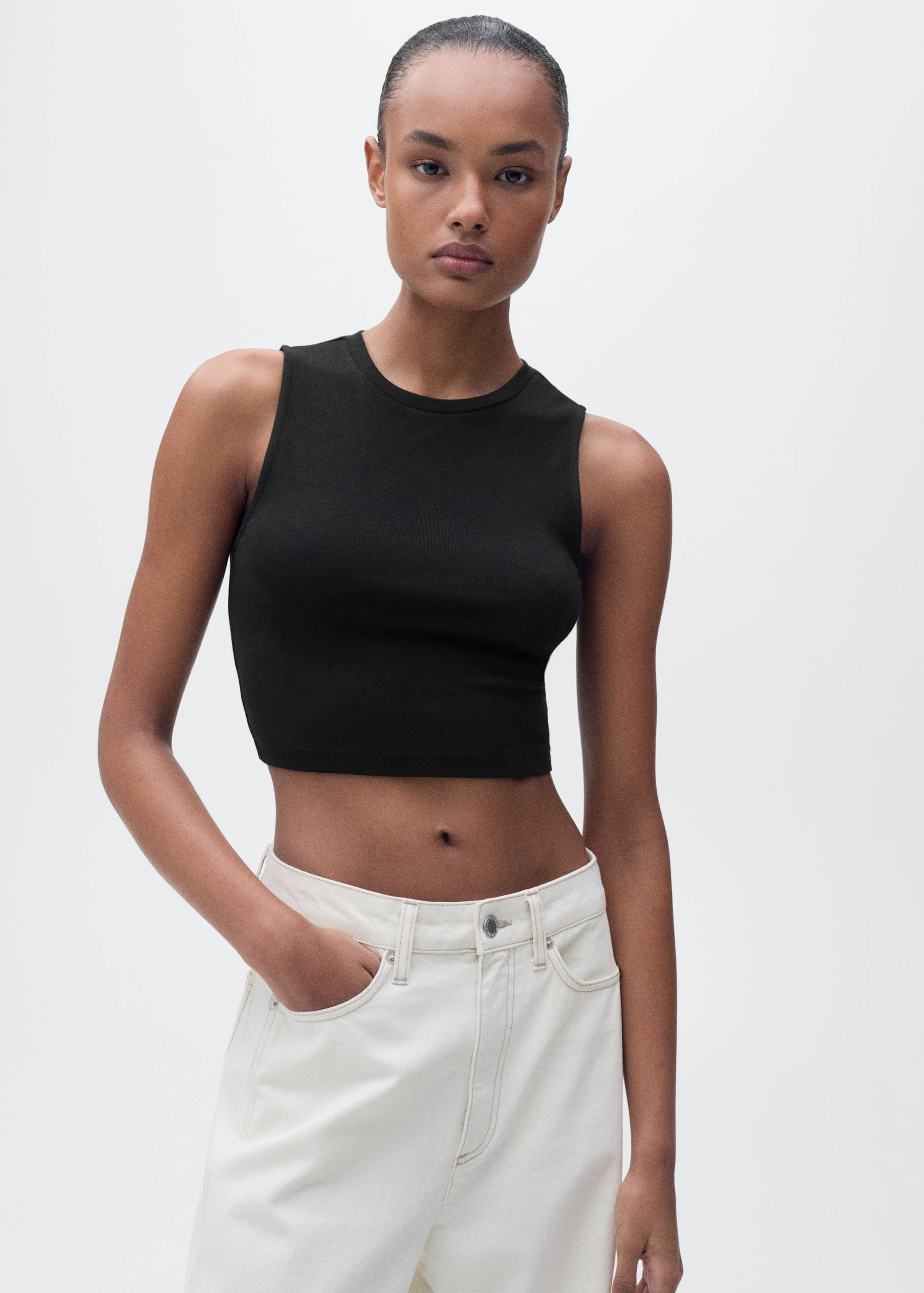 Cotton sleeveless cropped top - Medium plane