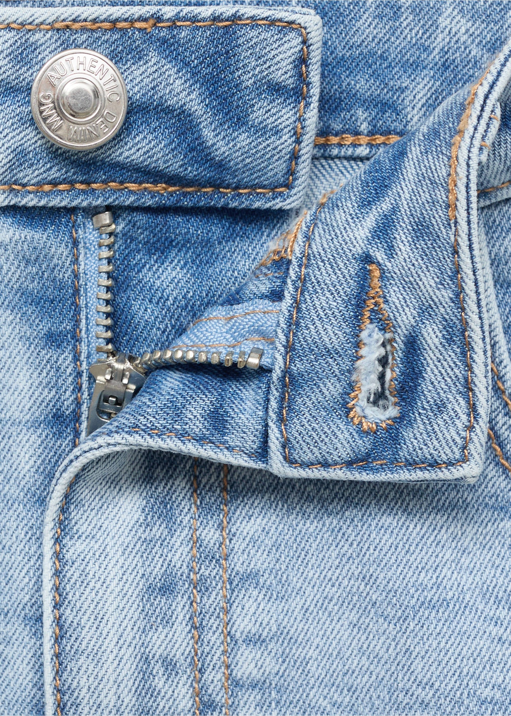 Minikjol i denim fransad fåll - Detaljer om artikeln 8, Mellanblå. Ref: 87026338-00.