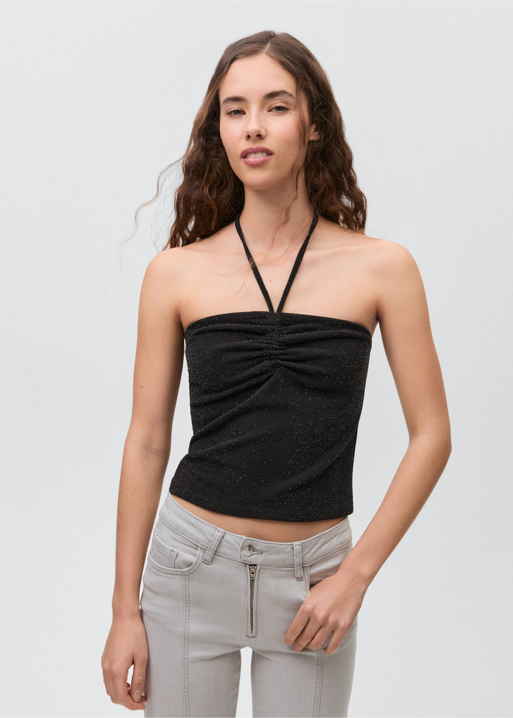 Halter neck top - Medium plane, Black. Ref: 87026341-00.