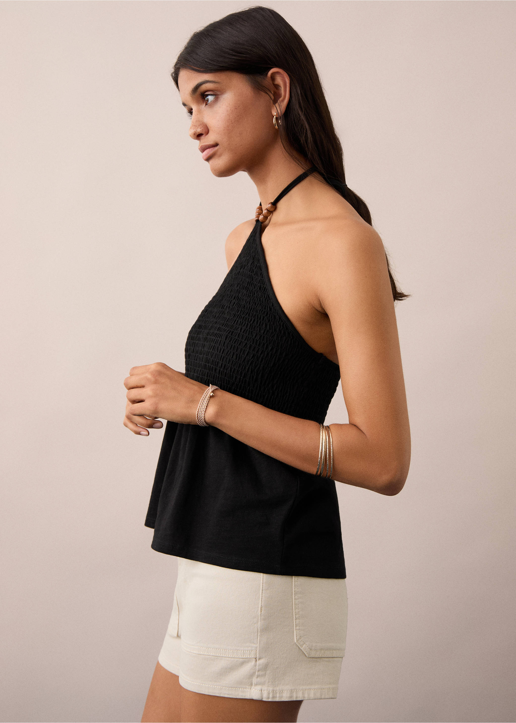 Denim shorts with pockets - Details of the article 2, Light/Pastel Grey. Ref: 87026347-00.