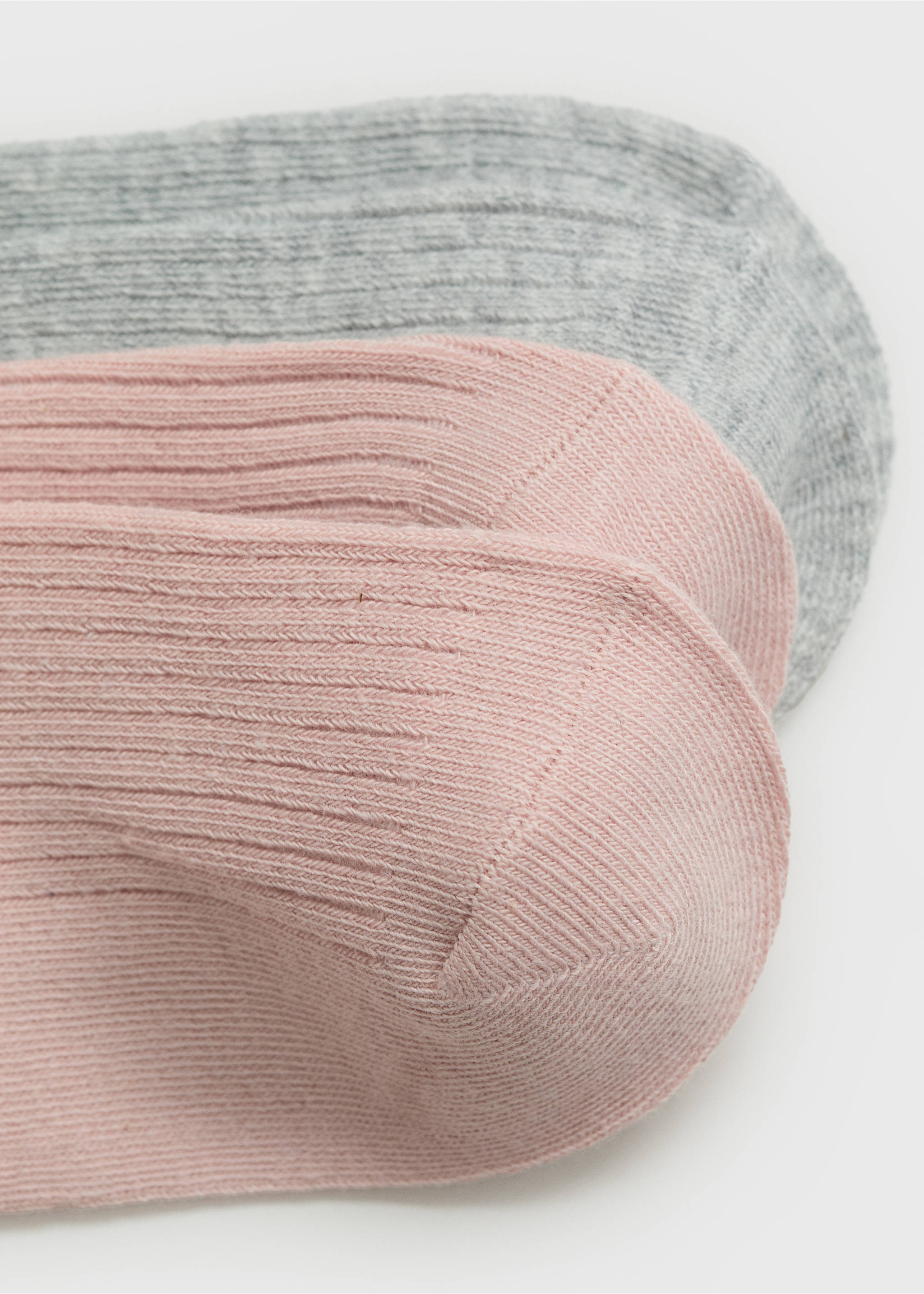 Close-up of soft pink and light grey ribbed socks., Pale Pink. Ref: 87026348-00.