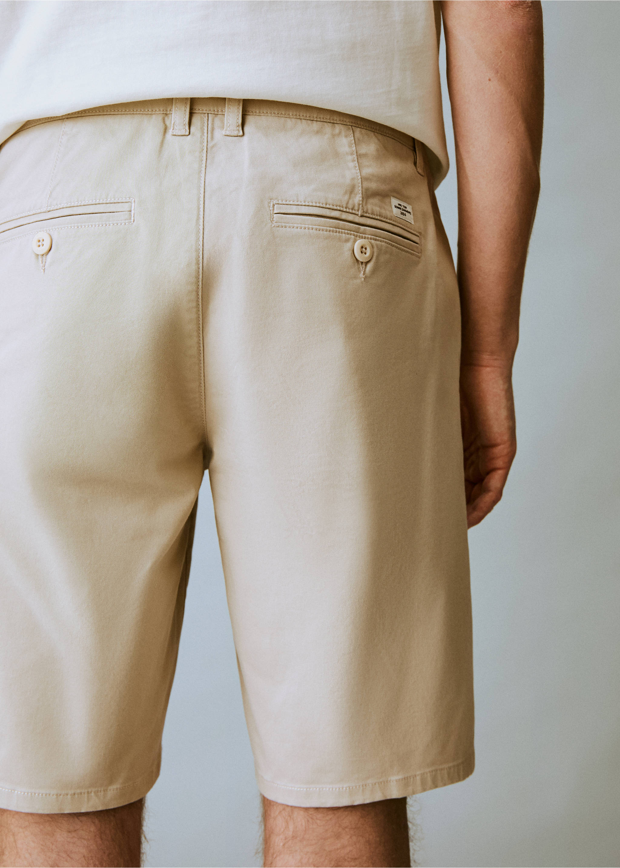 Cotton Bermuda shorts - Details of the article 3, Beige. Ref: 87026357-00.