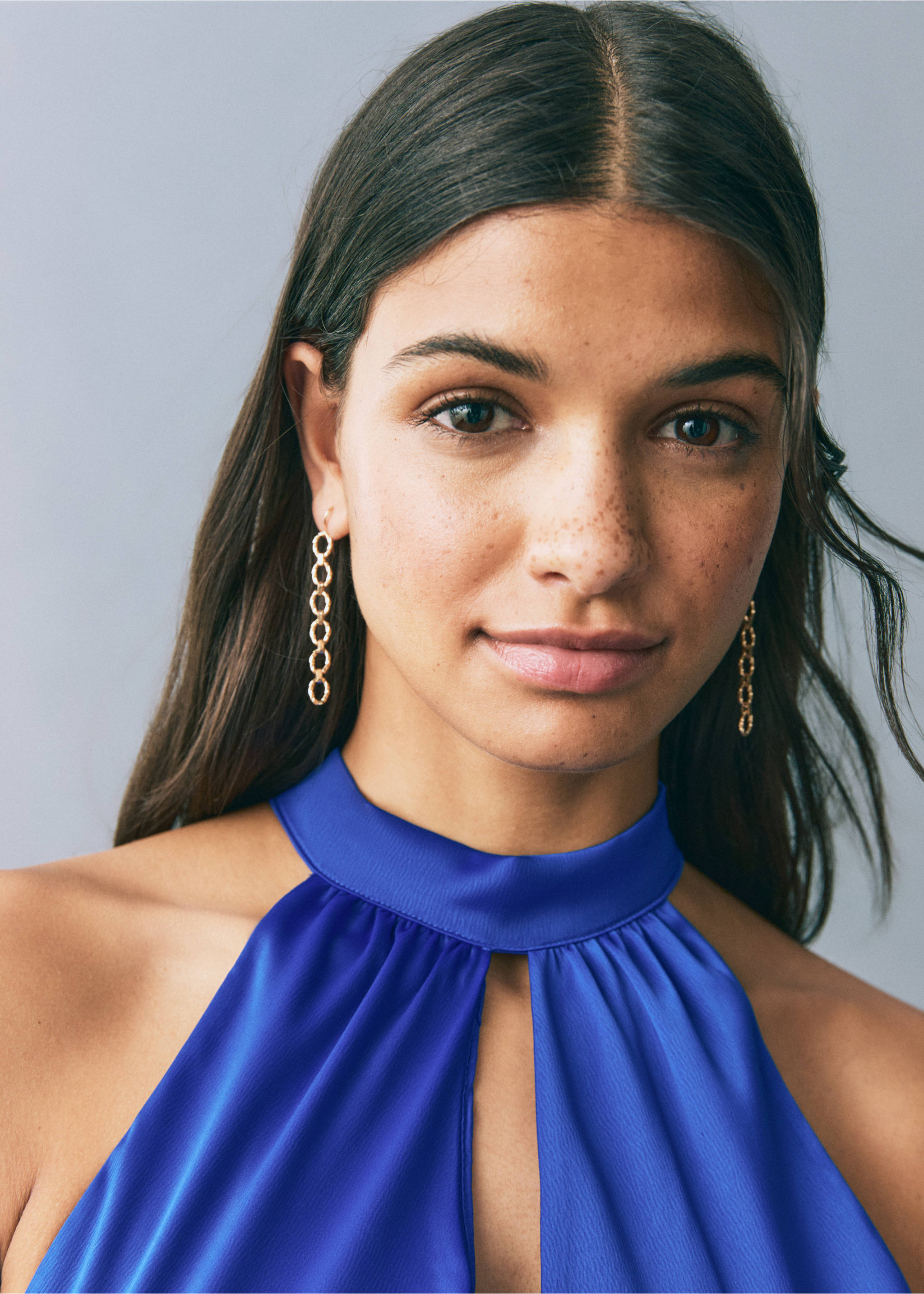 Robe satinée emmanchures américaines - Détail de l'article 1, Bleu électrique. Ref: 87026368-00.