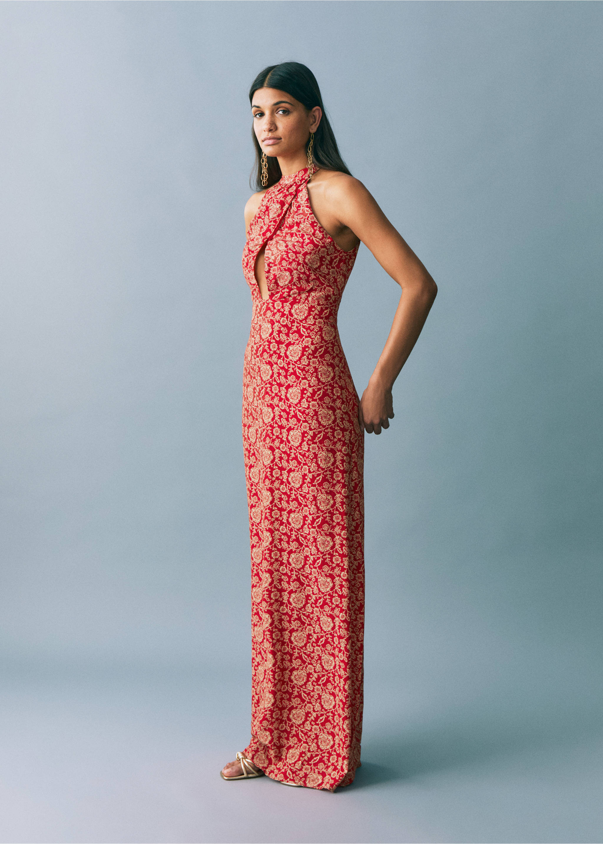 Kleid mit Halfterkragen - Allgemeine Ansicht, Bräunliches Orange. Ref: 87026371-00.