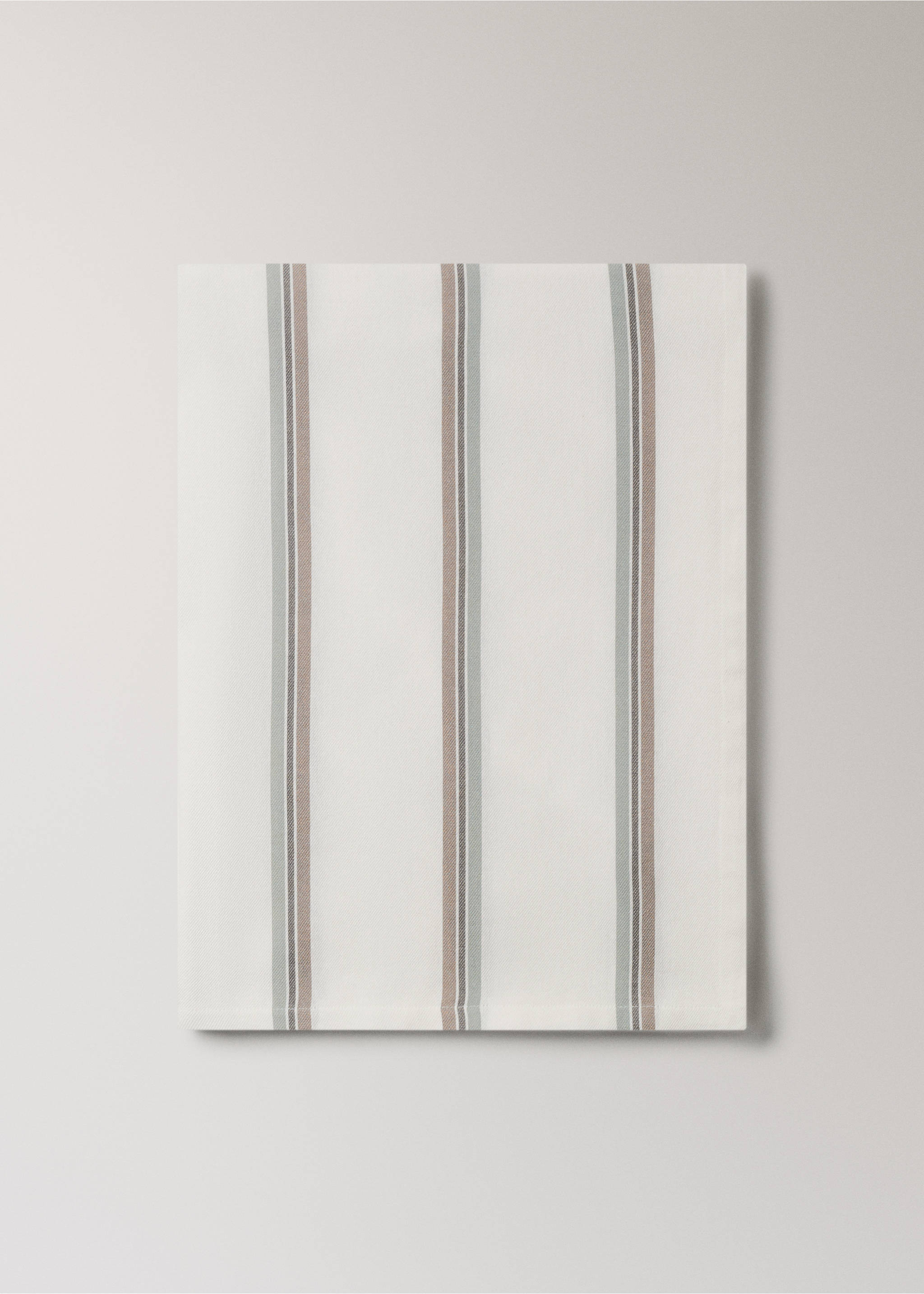 Tischdecke aus garngefärbter Baumwolle mit  Streifen für 2 bis 4 Tischgäste - Artikel ohne Model, Weiß. Ref: 87026372-00.