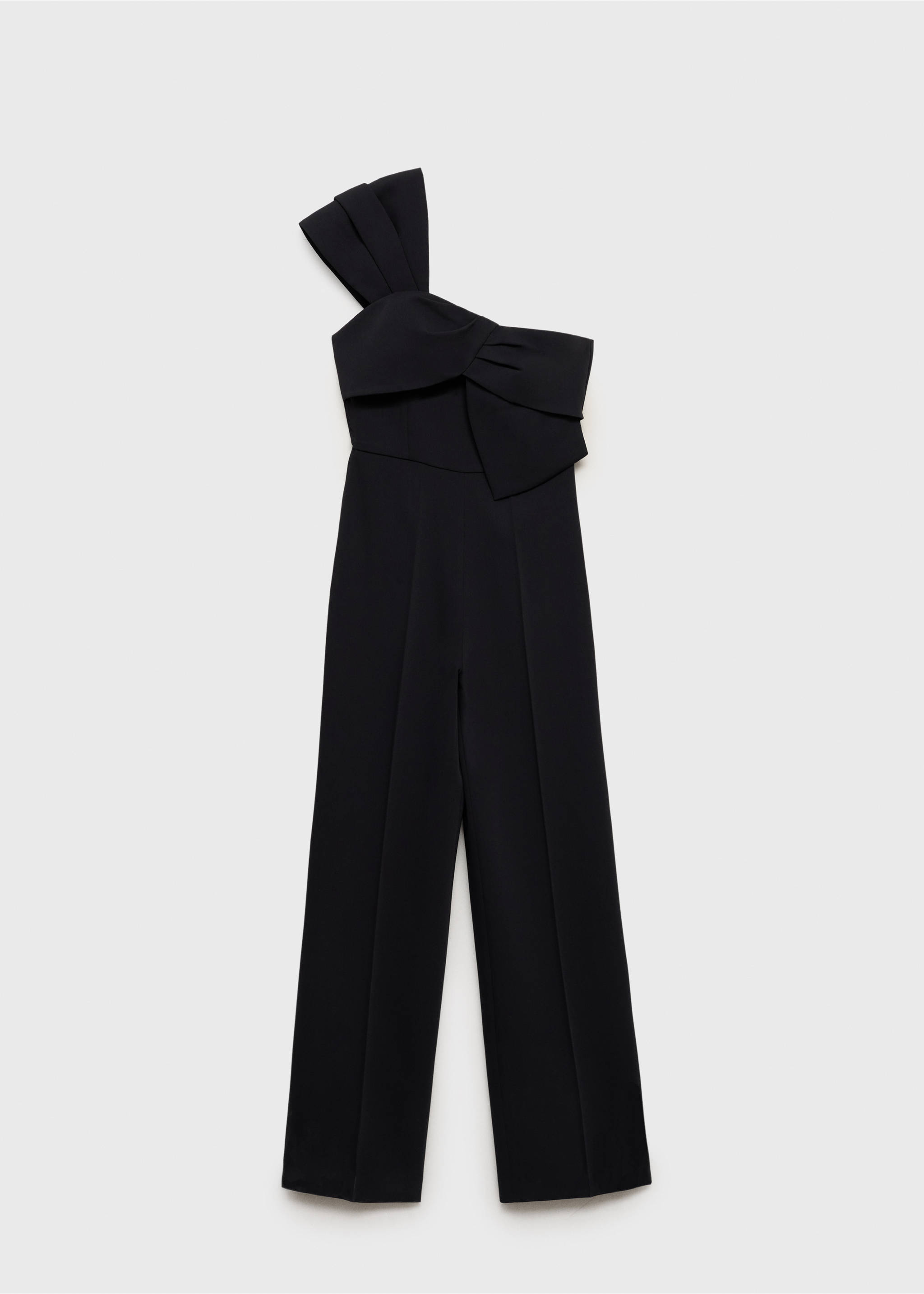 Long jumpsuit with draped neckline - Article without model, Black. Ref: 87026373-00.