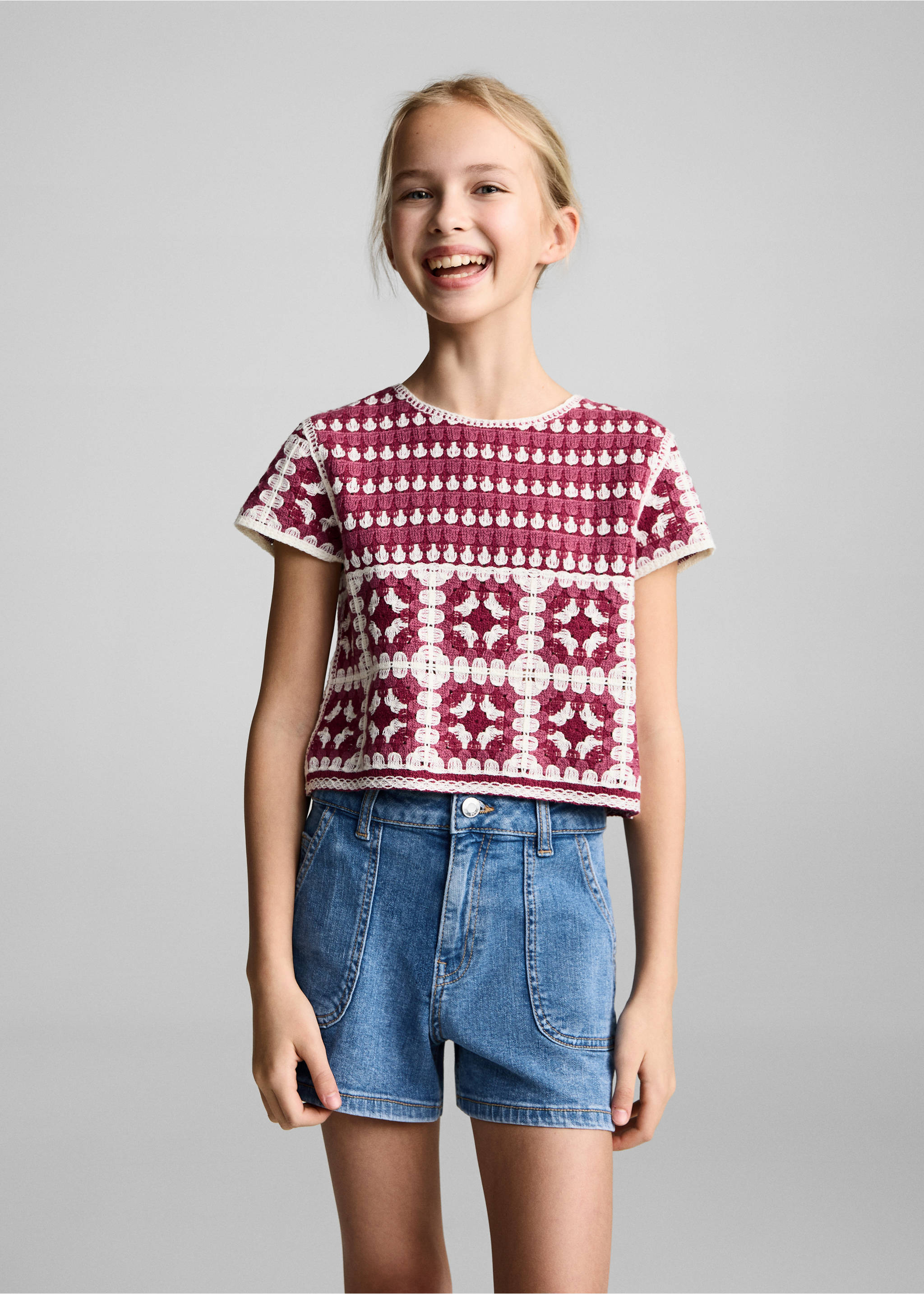 Gerade Jeans-Shorts - Mittlere Ansicht, Mittelblau. Ref: 87026712-00.