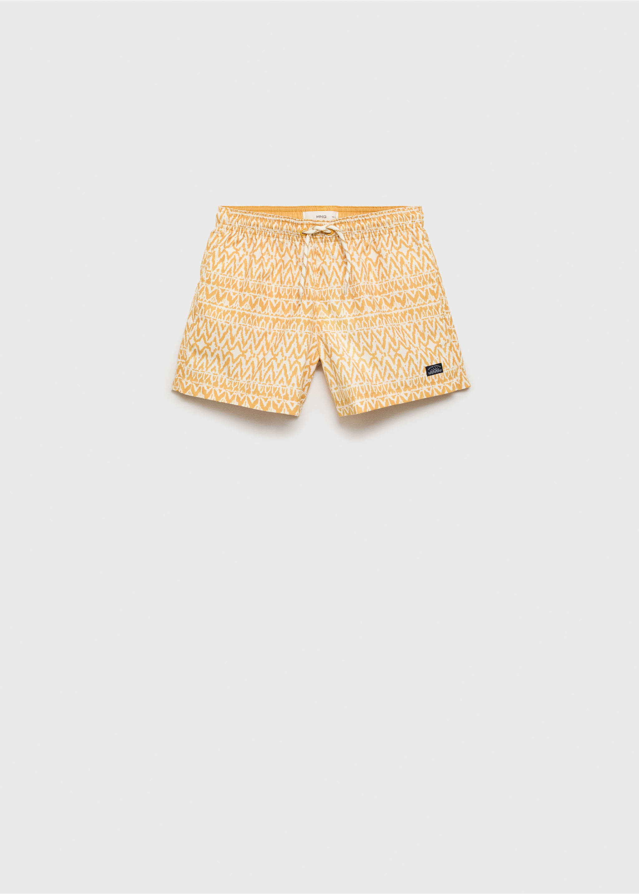 Printed swimsuit with drawstring - Article without model, Mustard. Ref: 87026713-00.