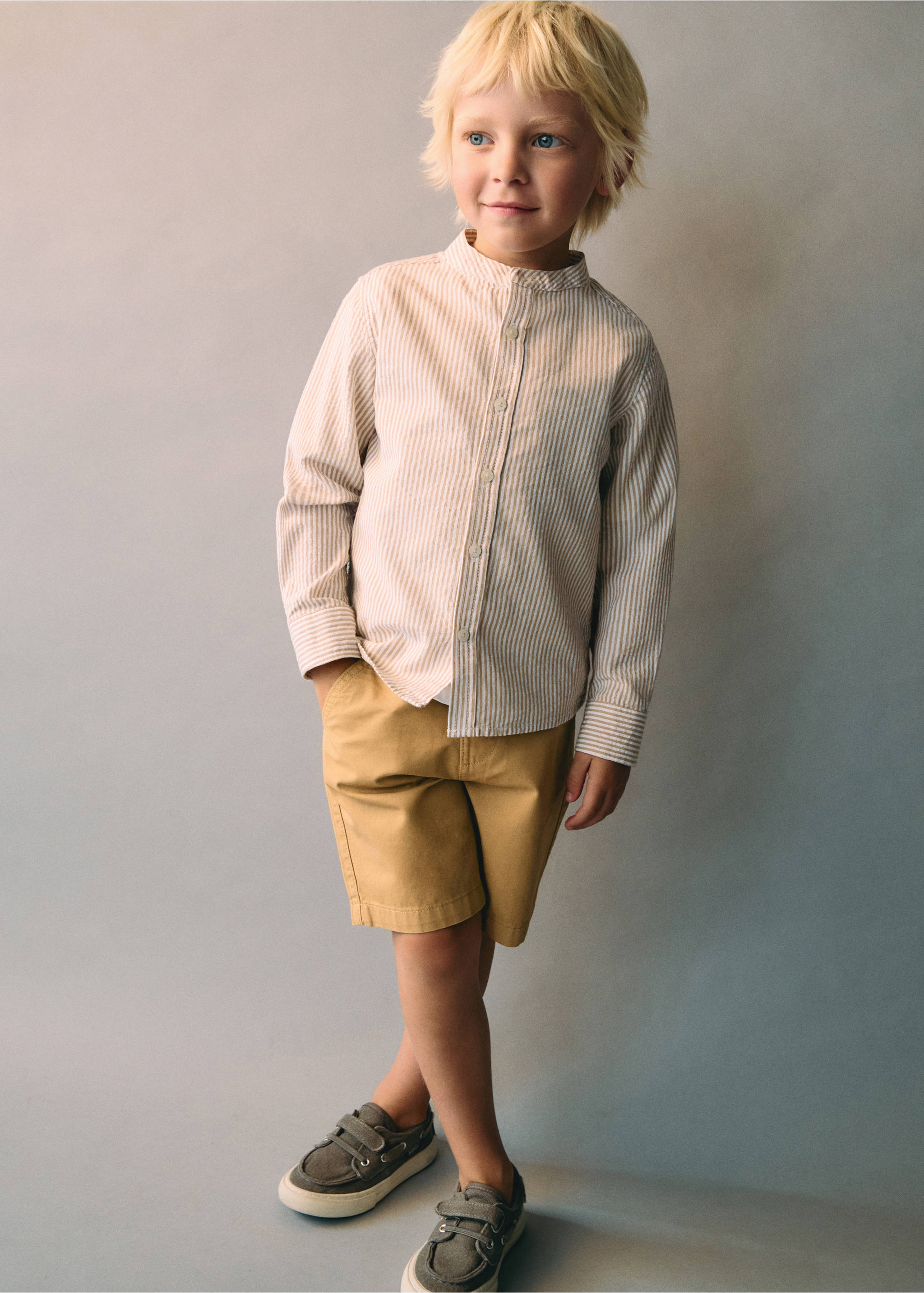 Cotton Bermuda shorts - Details of the article 5, Mustard. Ref: 87026715-00.