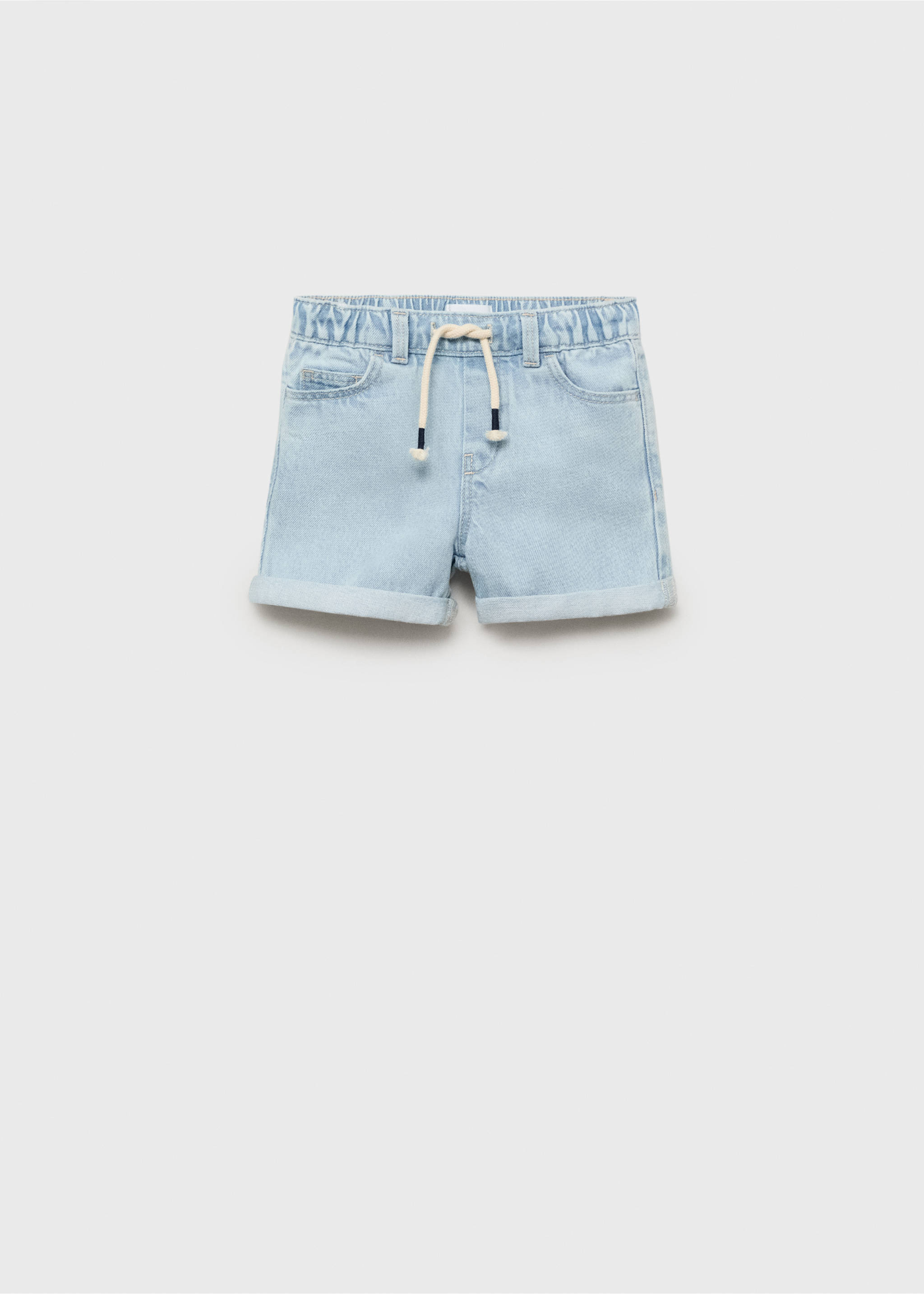 Drawstring denim Bermuda shorts - Article without model, Medium Blue. Ref: 87026716-00.