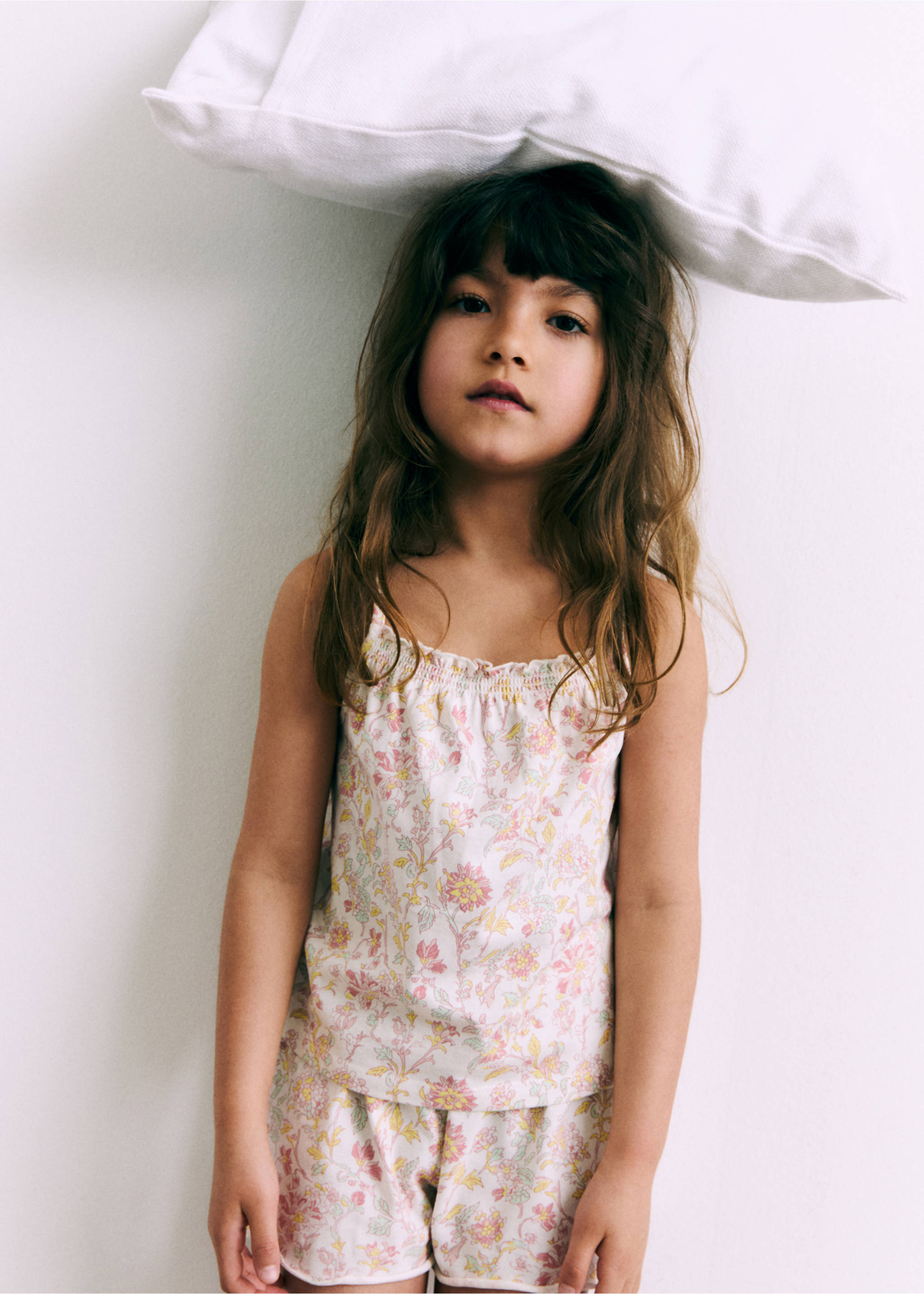 Pyjama met bloemetjesprint - Detail van het artikel 5, Roze. Ref: 87026718-00.