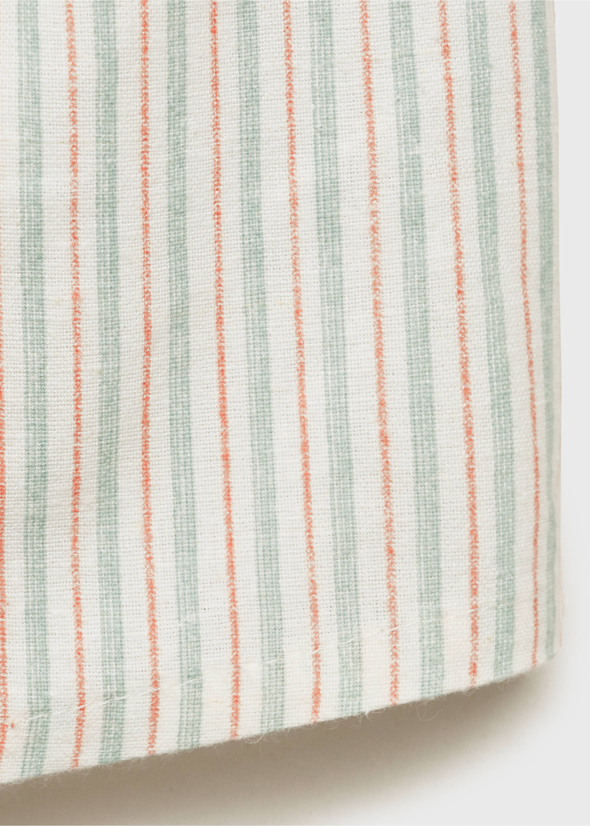 Gestreifte Leinenshorts - Detail des Artikels 0, Cremeweiß. Ref: 87026719-00.