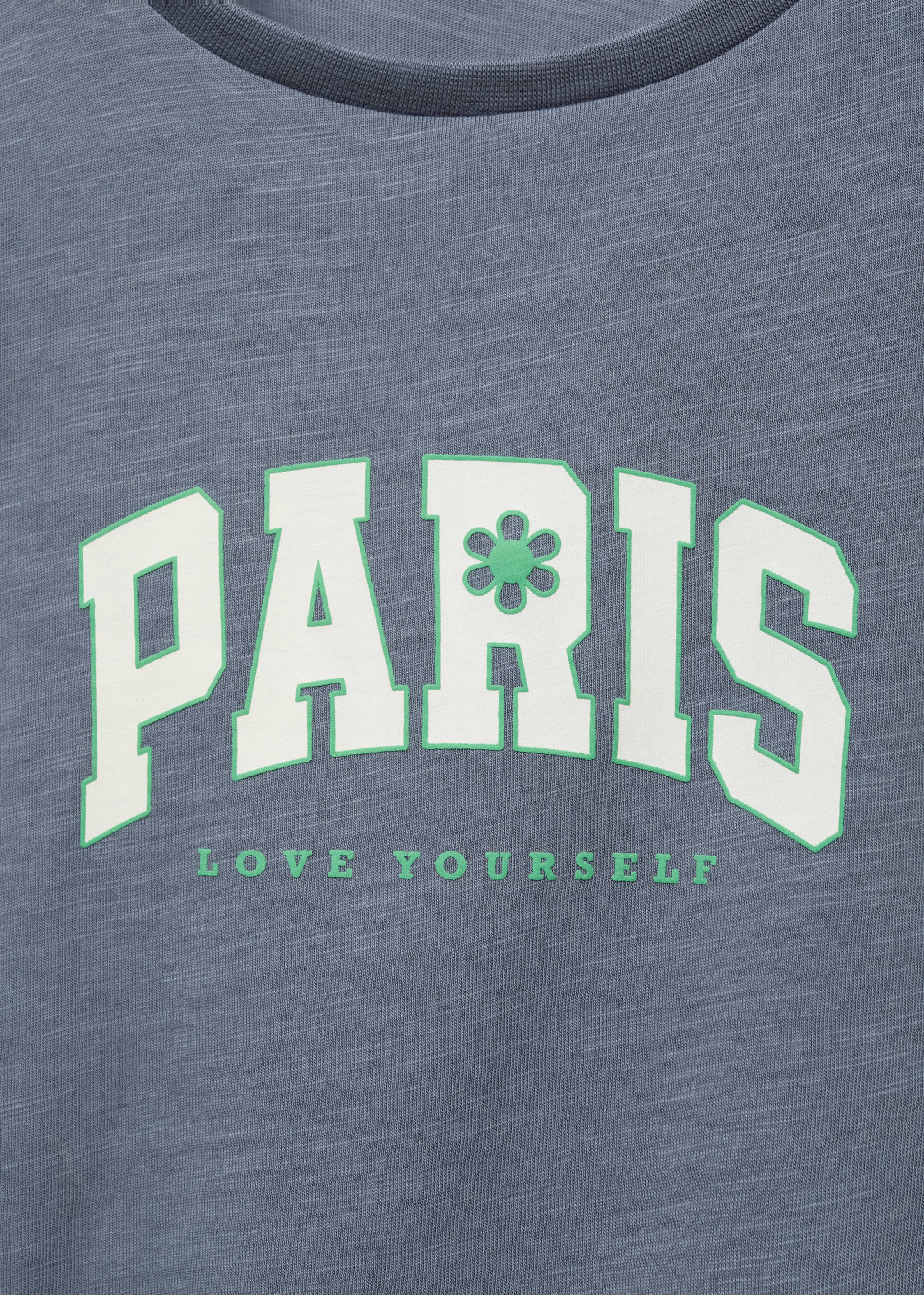 Printed cropped t-shirt - Details of the article 8, Blue. Ref: 87026721-00.