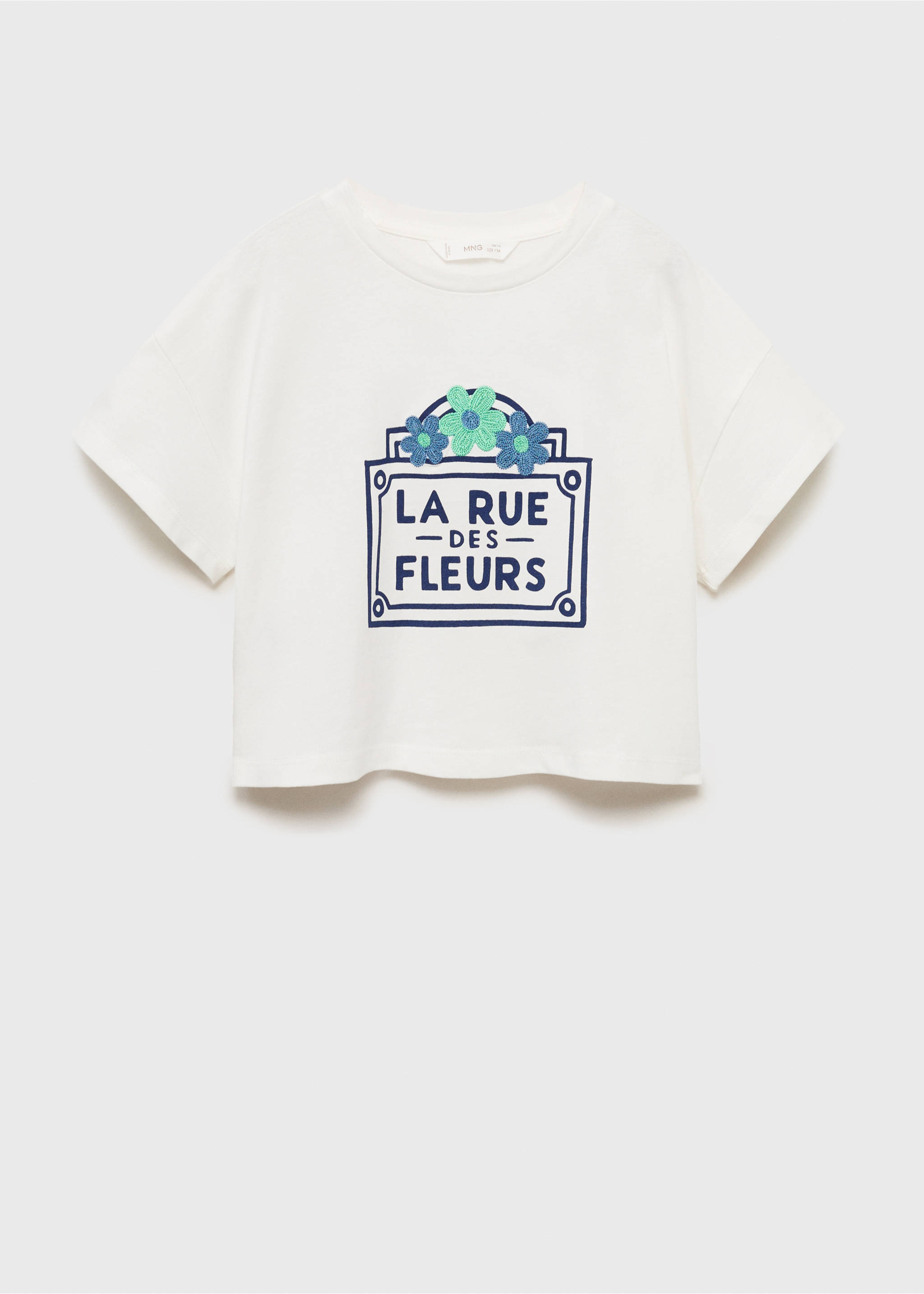 Printed cropped t-shirt - Article without model, Off White. Ref: 87026722-00.