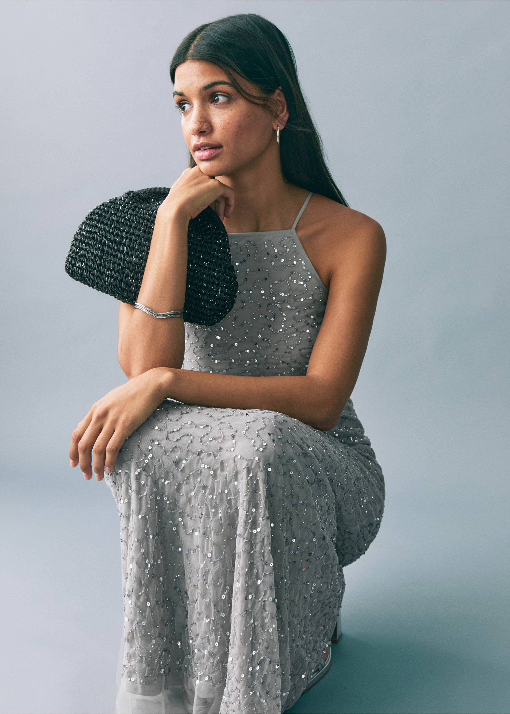 Natural fiber clutch bag - Details of the article 7, Black. Ref: 87026724-00.