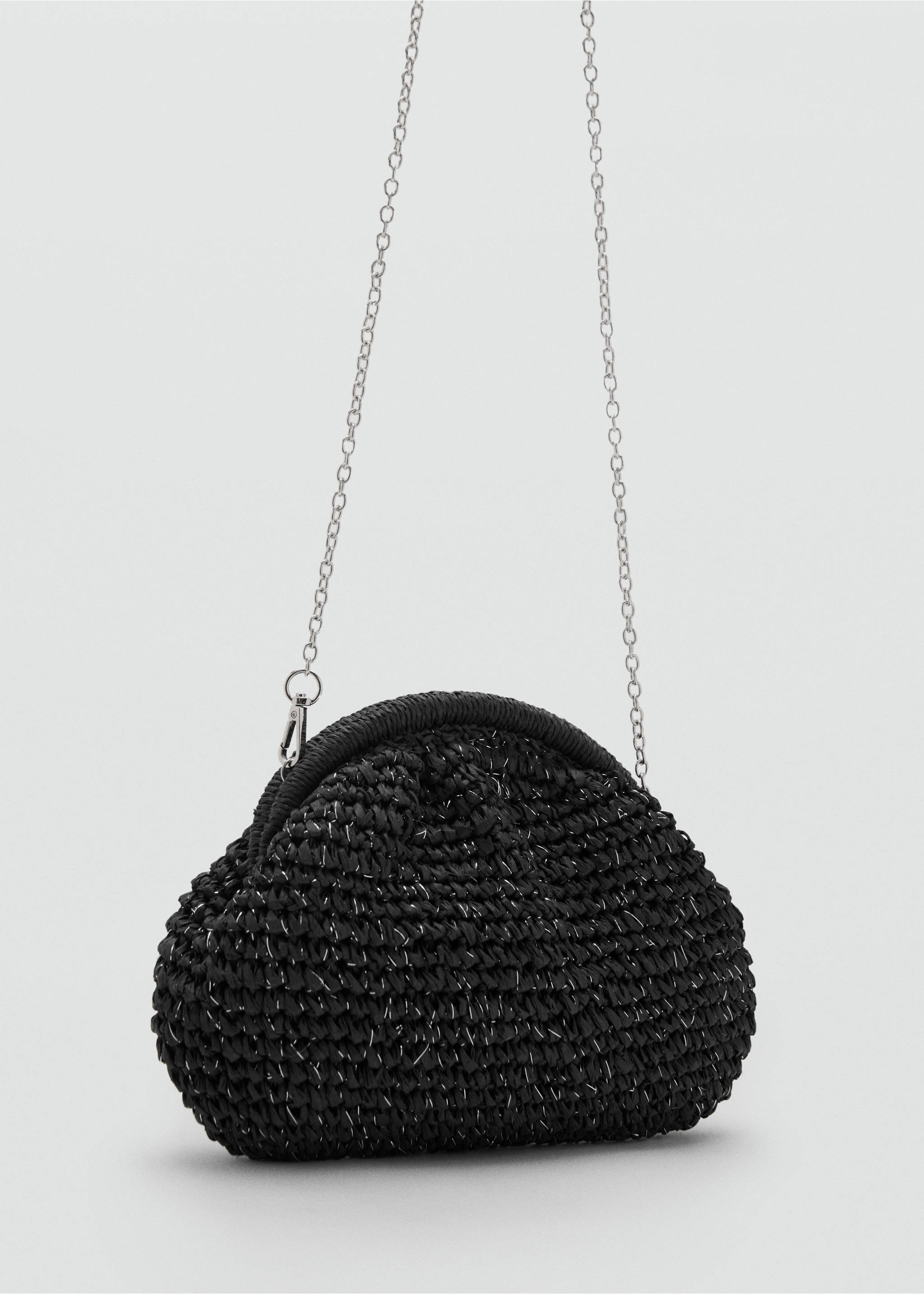 Natural fiber clutch bag - Medium plane, Black. Ref: 87026724-00.