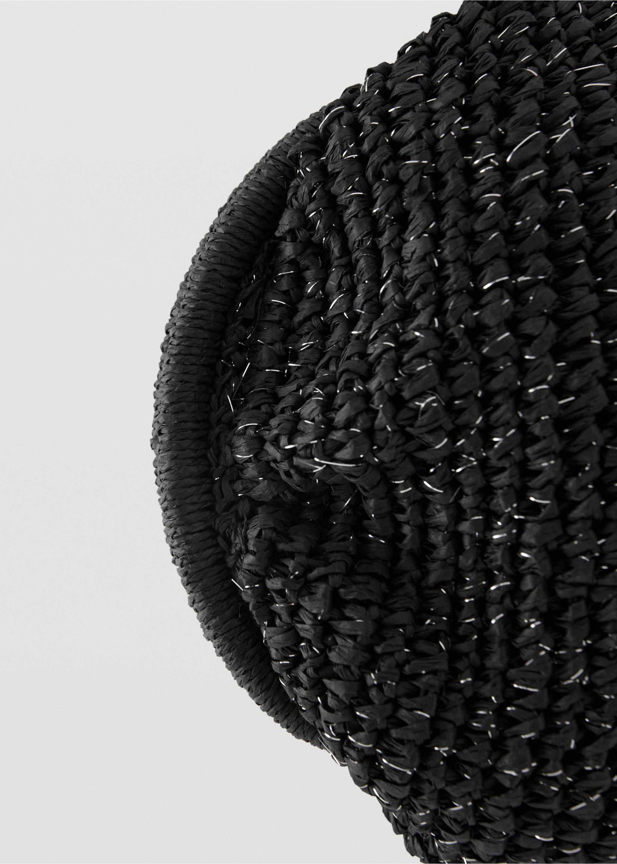 Natural fiber clutch bag - Details of the article 1, Black. Ref: 87026724-00.