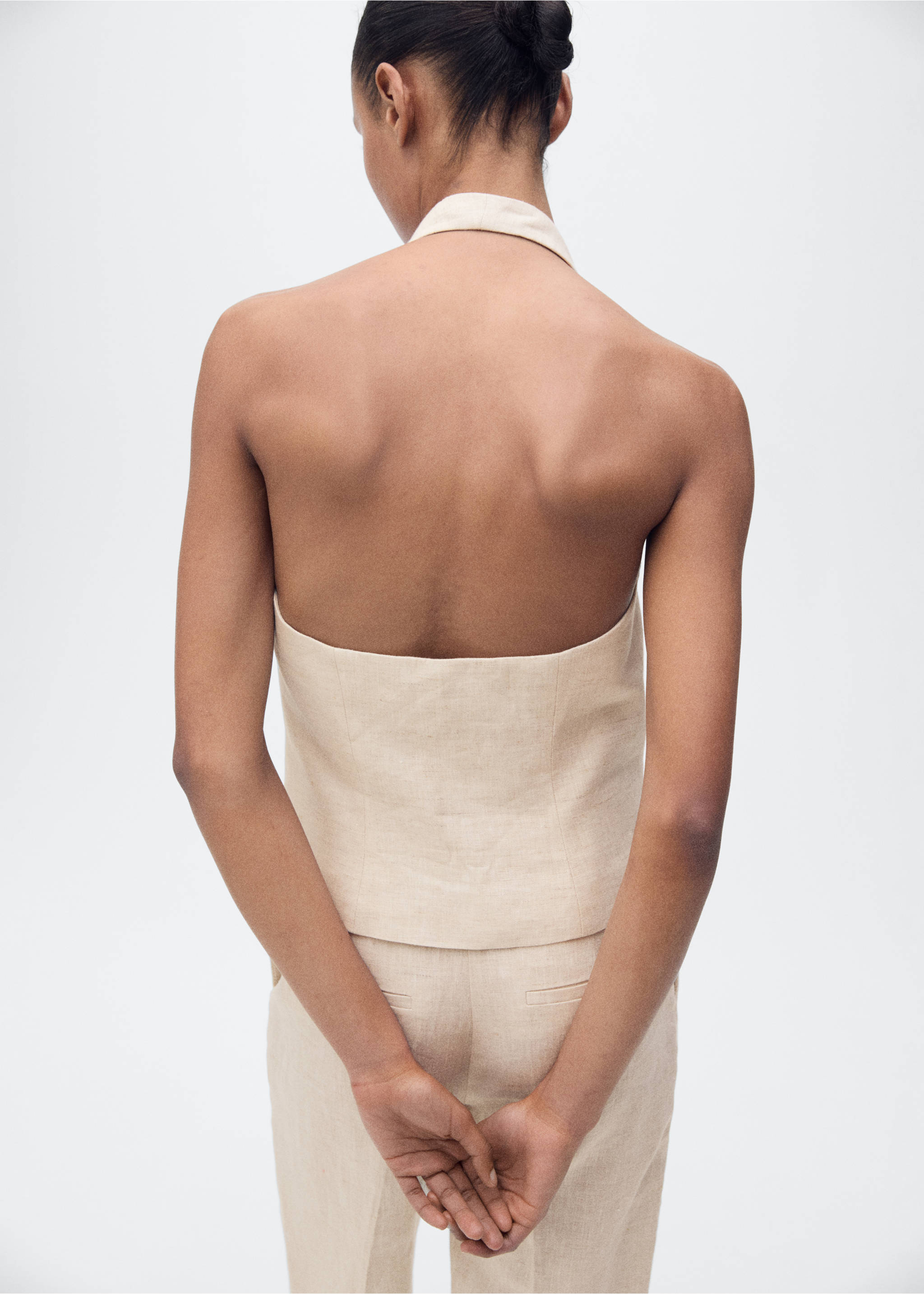 Linneväst - Artikelns baksida, Ljus/Pastellgrå. Ref: 87027164-00.