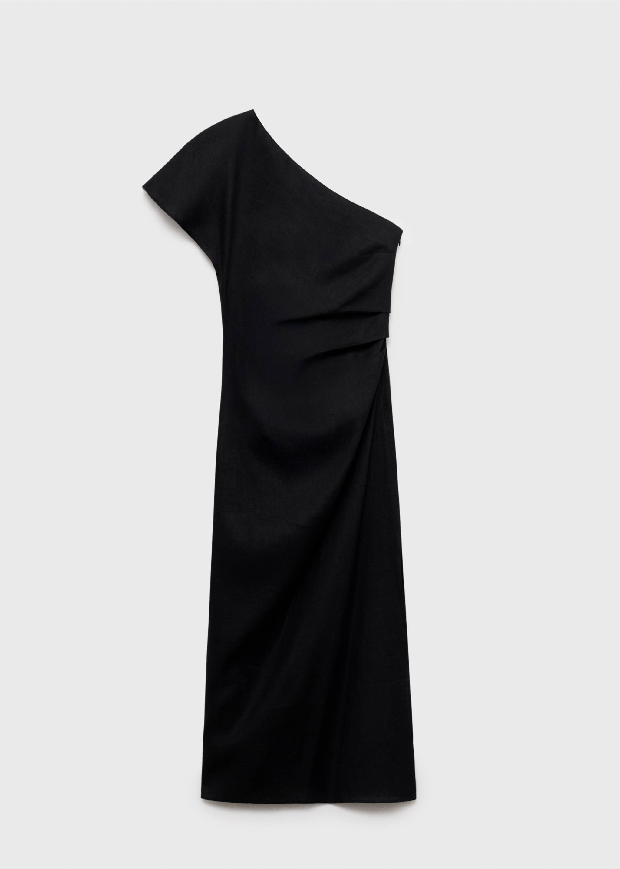 Asymmetrical linen dress - Article without model, Black. Ref: 87027165-00.