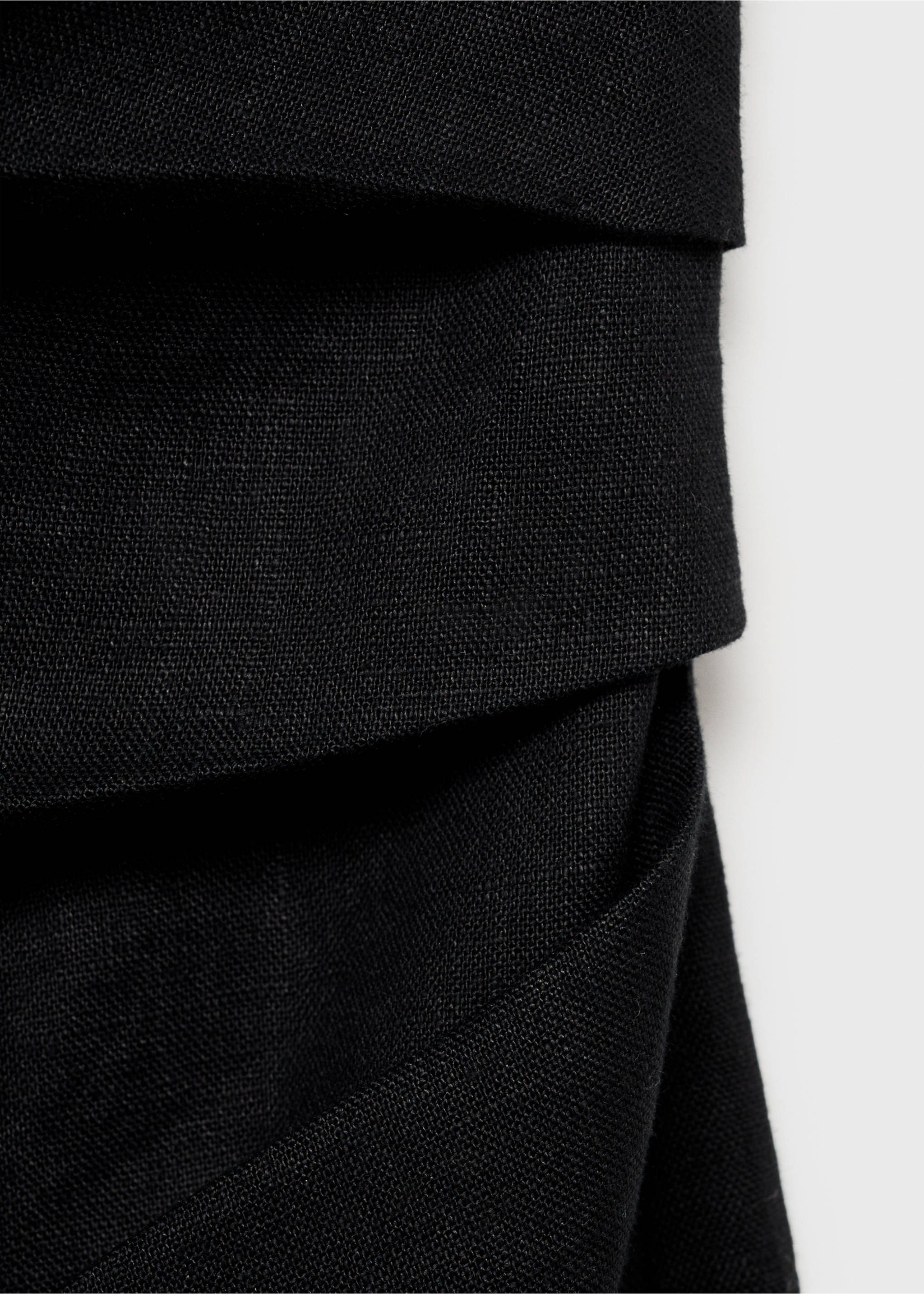 Asymmetrical linen dress - Details of the article 8, Black. Ref: 87027165-00.