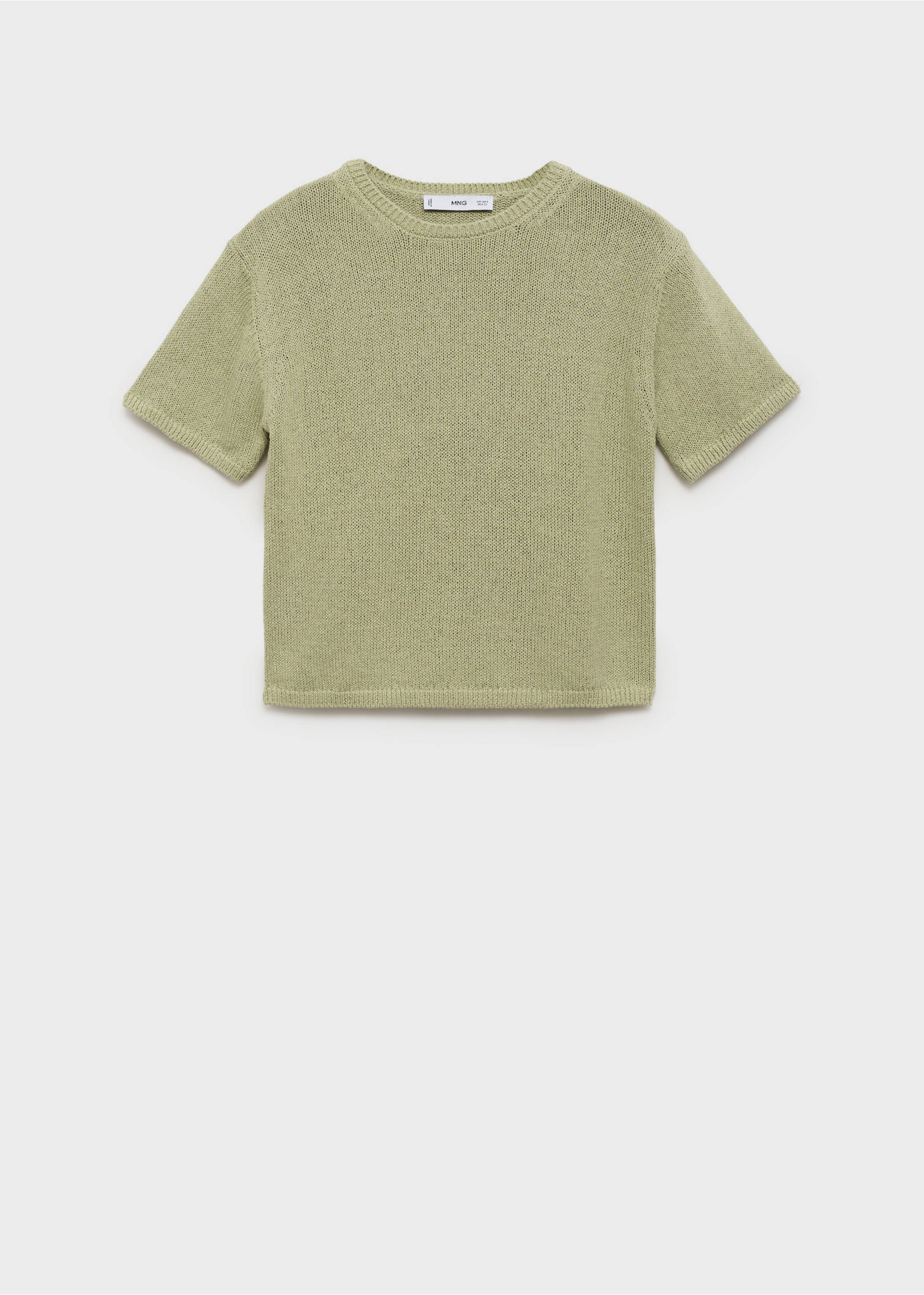 Short-sleeved knitted cotton sweater - Article without model, Aqua Green. Ref: 87027166-00.