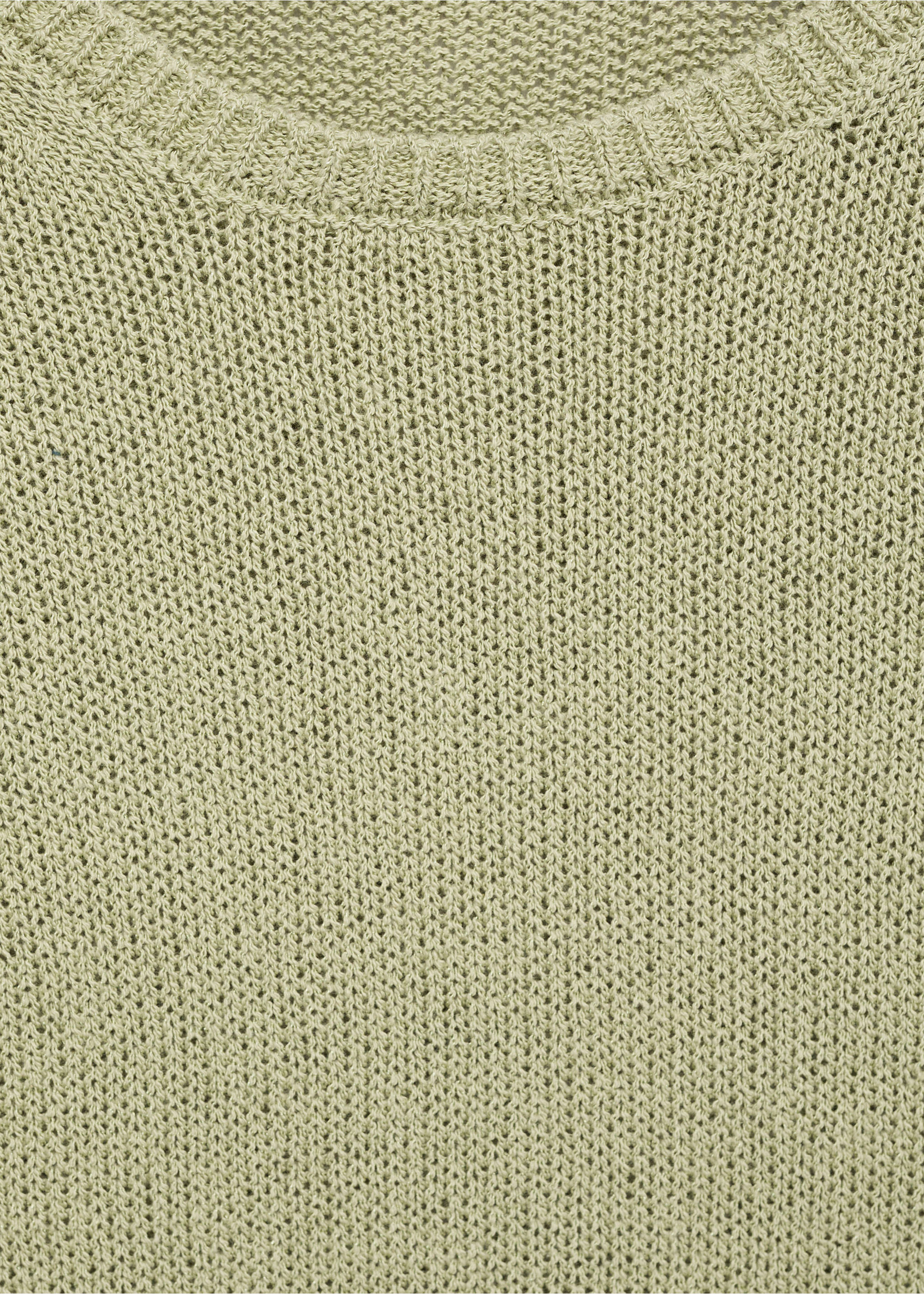 Short-sleeved knitted cotton sweater - Details of the article 8, Aqua Green. Ref: 87027166-00.