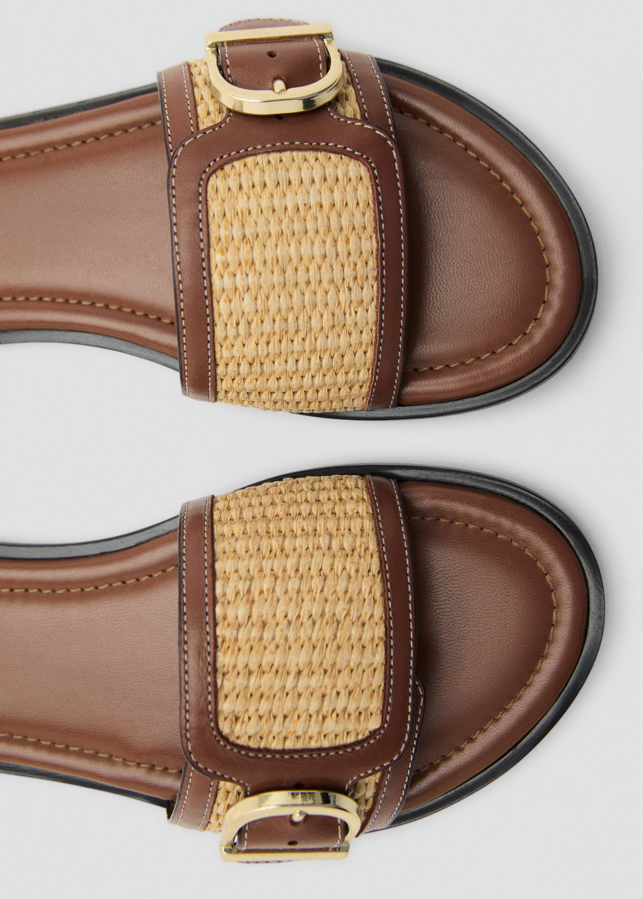 Raffia sandals with buckle and strap - Details of the article 1