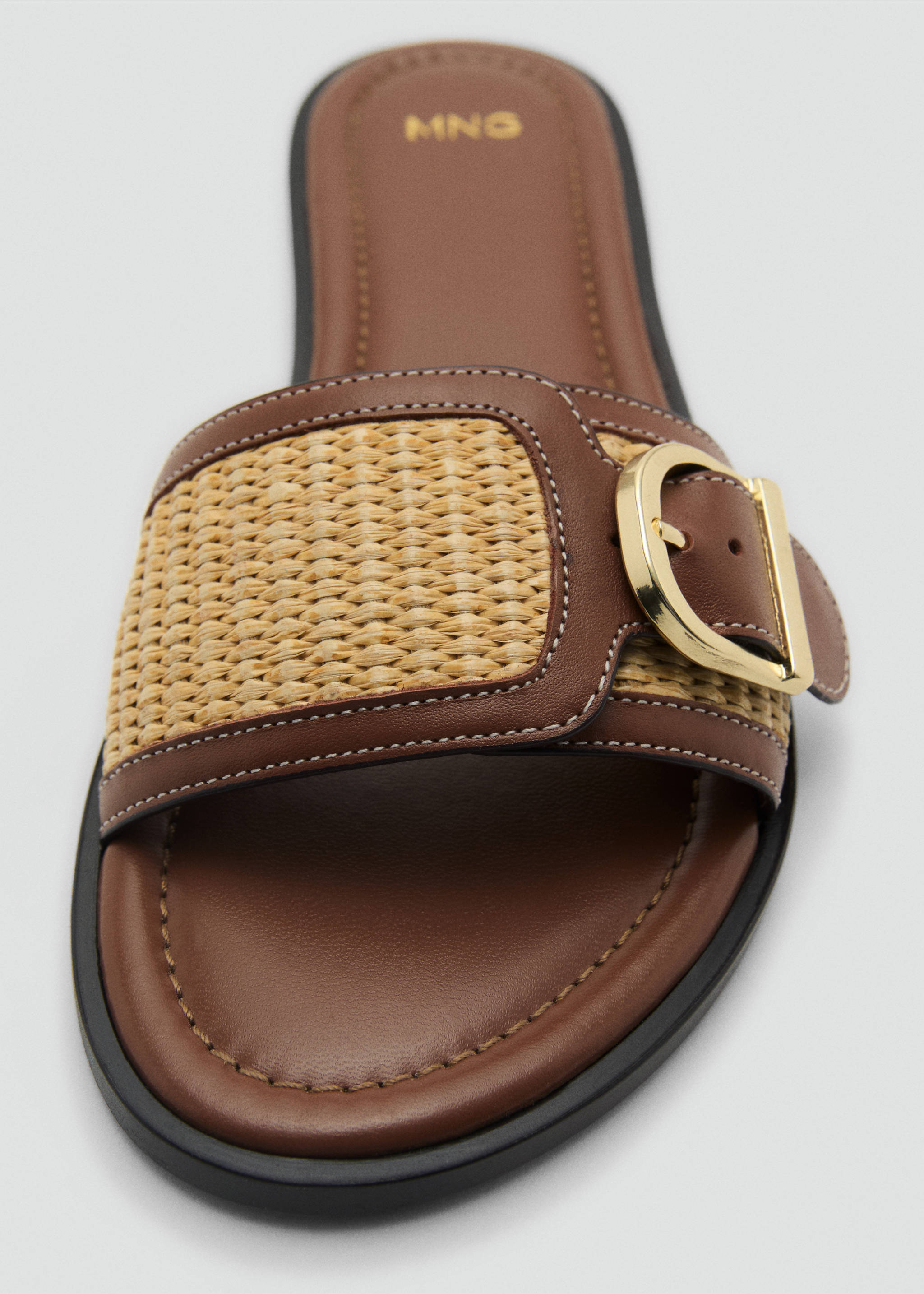 Raffia sandals with buckle and strap - Details of the article 2, Leather. Ref: 87027167-00.