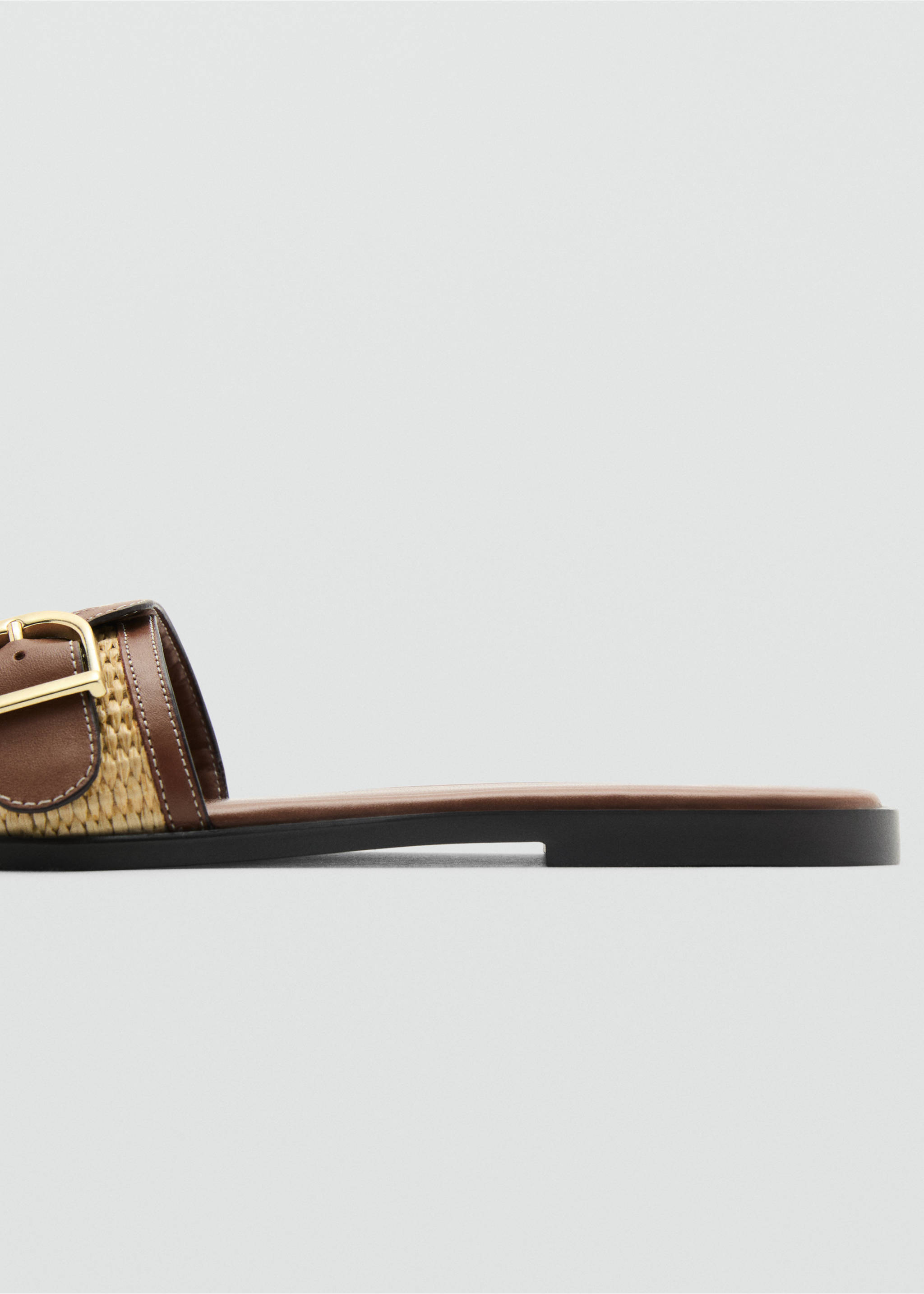 Raffia sandals with buckle and strap - Details of the article 3, Leather. Ref: 87027167-00.