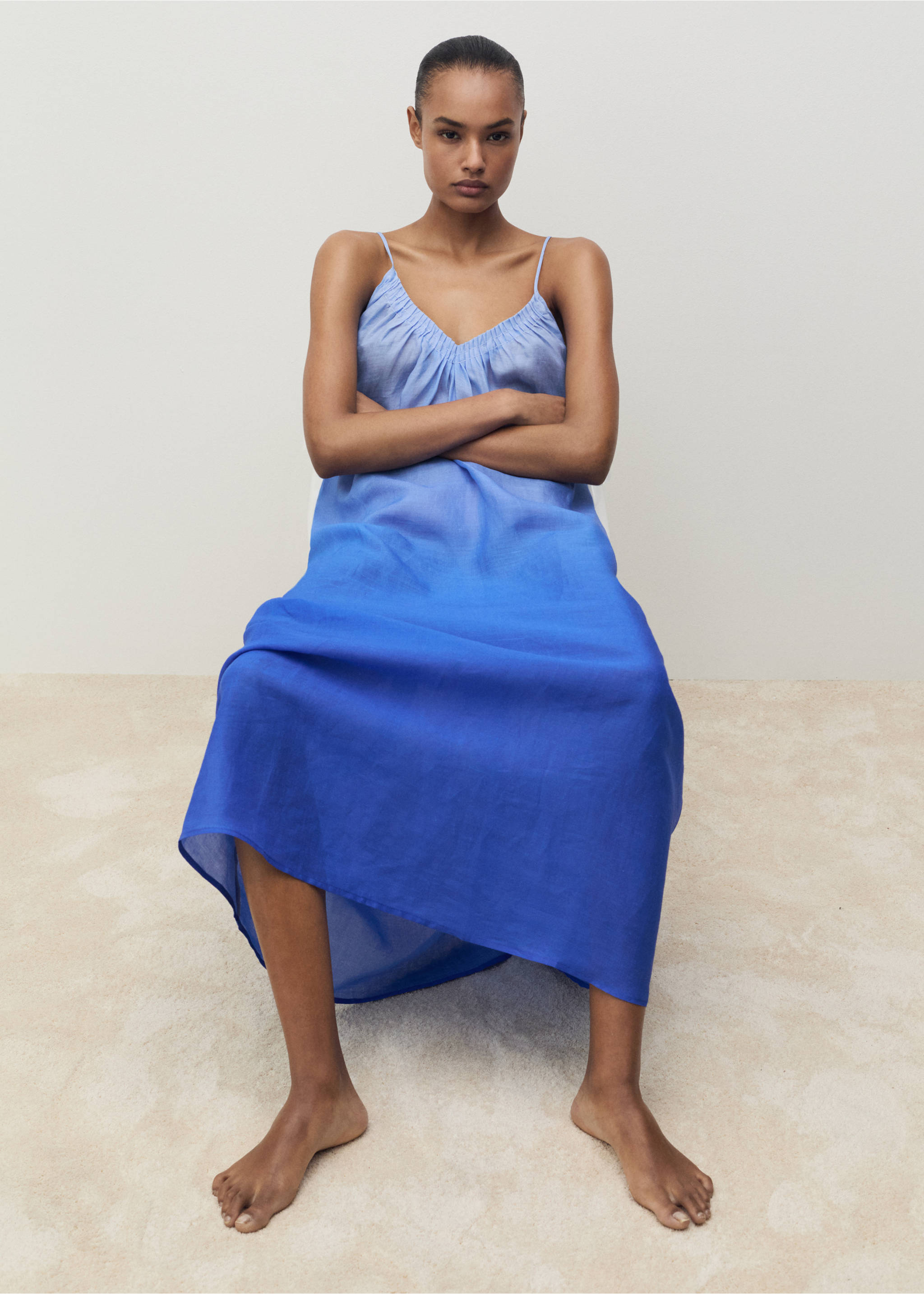 Camisón ramio efecto degradado - Detalle del artículo 2, Azul. Ref: 87027171-00.