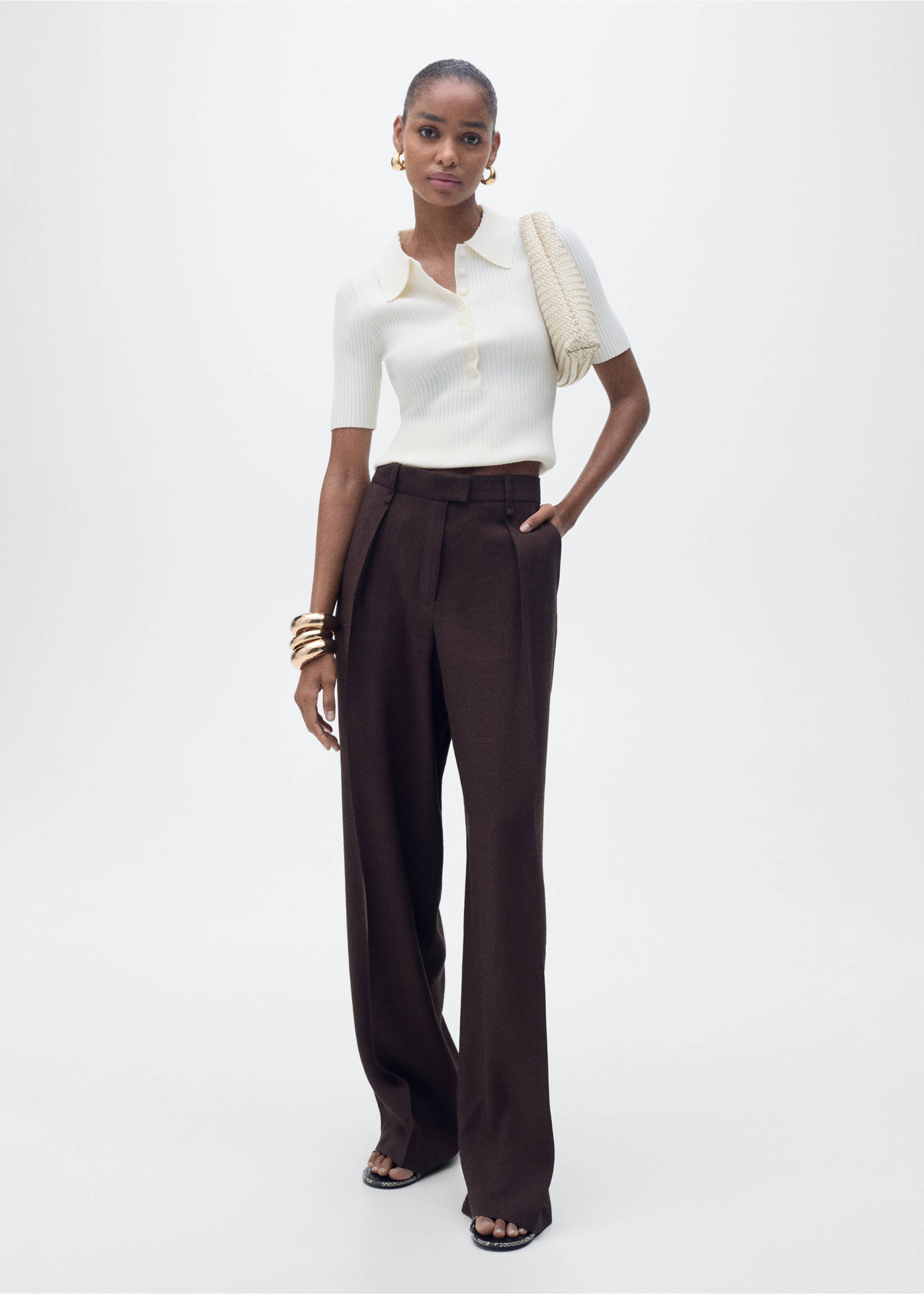 Ribbed polo-neck sweater - General plane, Ecru. Ref: 87027172-00.
