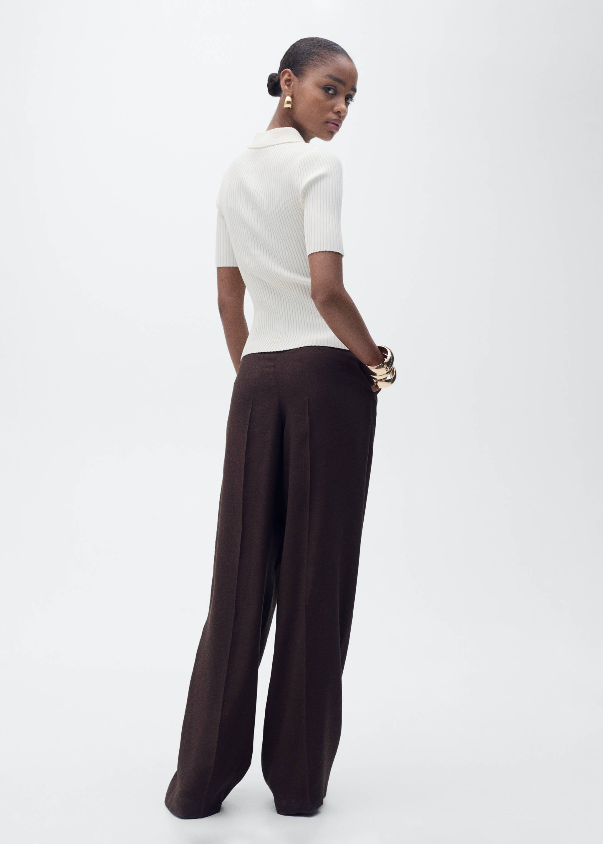 Jersey cuello polo punto canalé - Reverso del artículo