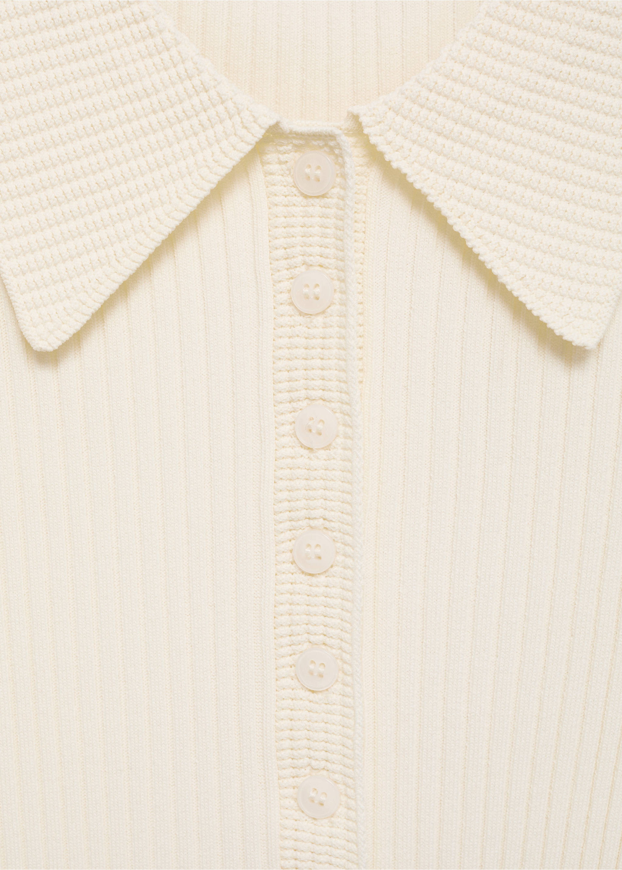 Ribbed polo-neck sweater - Details of the article 8, Ecru. Ref: 87027172-00.