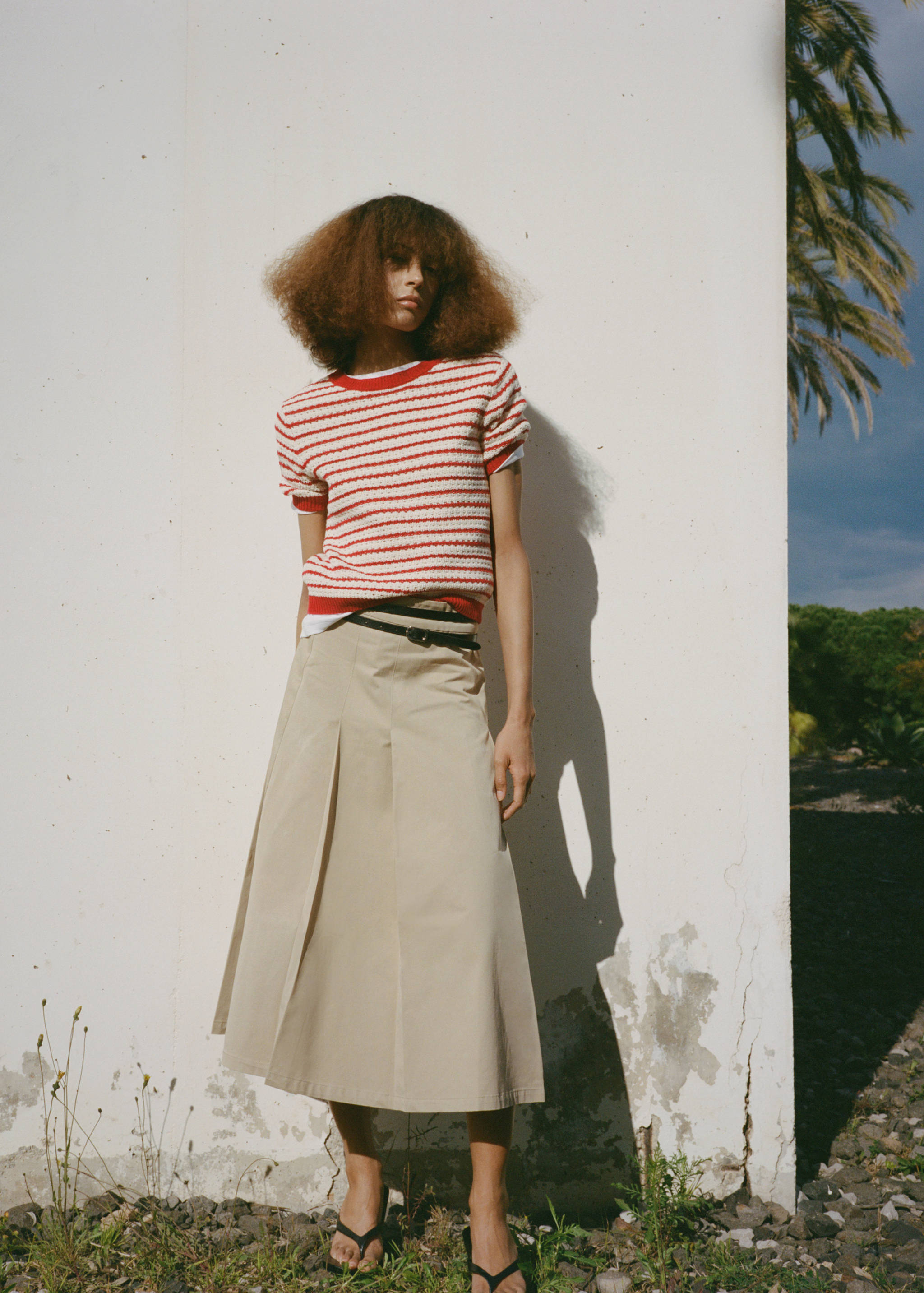 Gestreifter Pullover mit Kurzarm in Häkel-Optik - Detail des Artikels 6