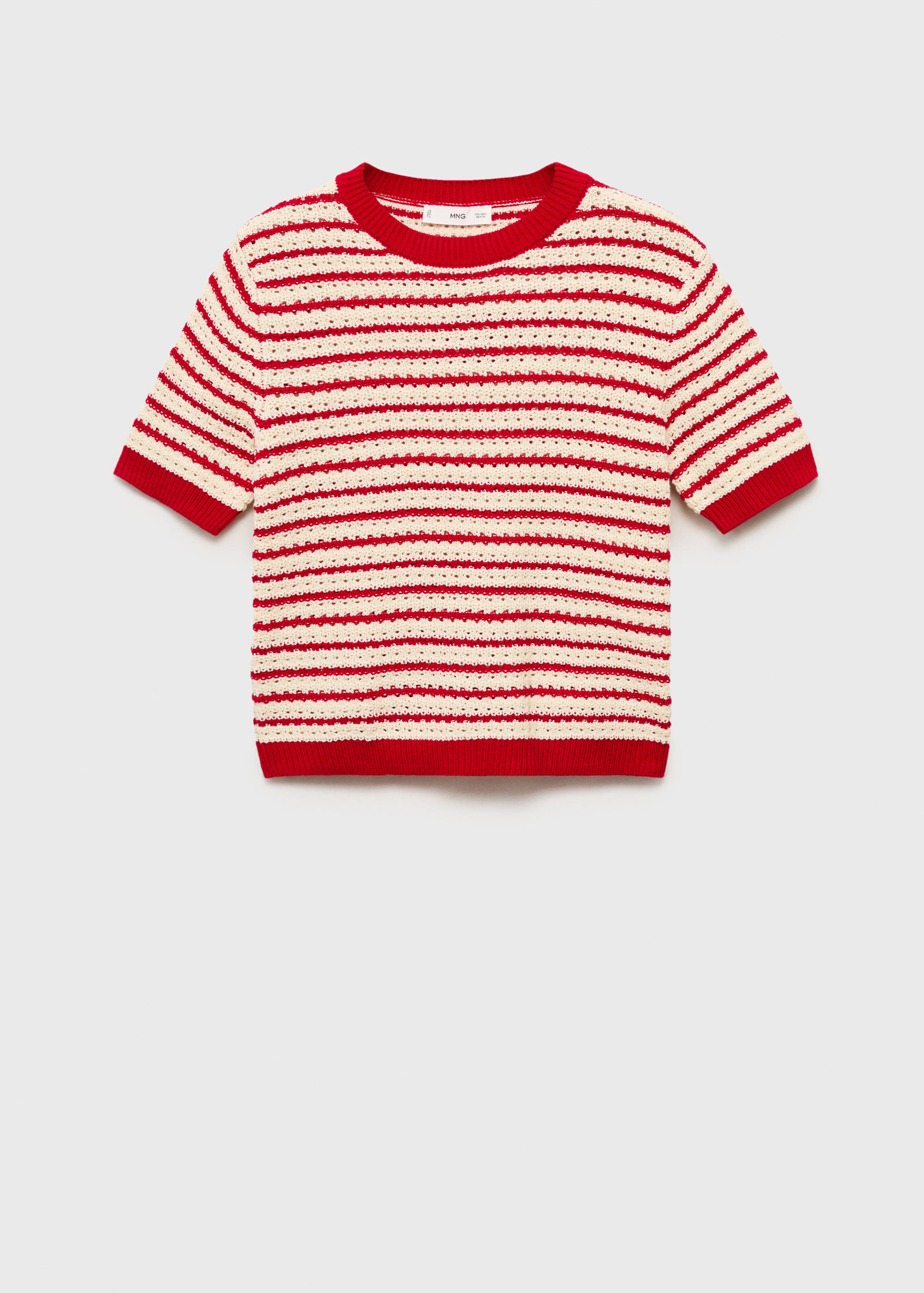 Gestreifter Pullover mit Kurzarm in Häkel-Optik - Artikel ohne Model