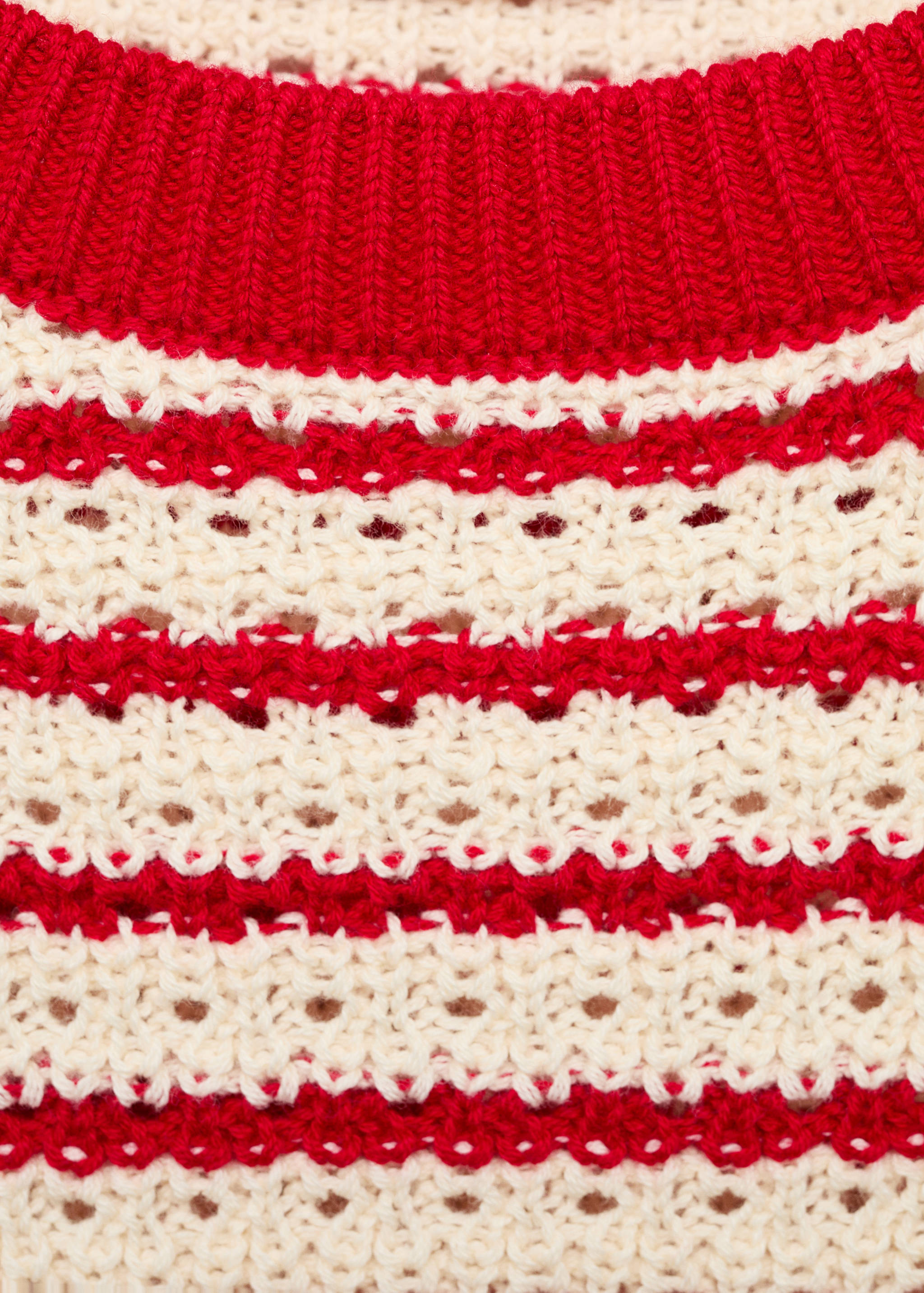 Gestreifter Pullover mit Kurzarm in Häkel-Optik - Detail des Artikels 8