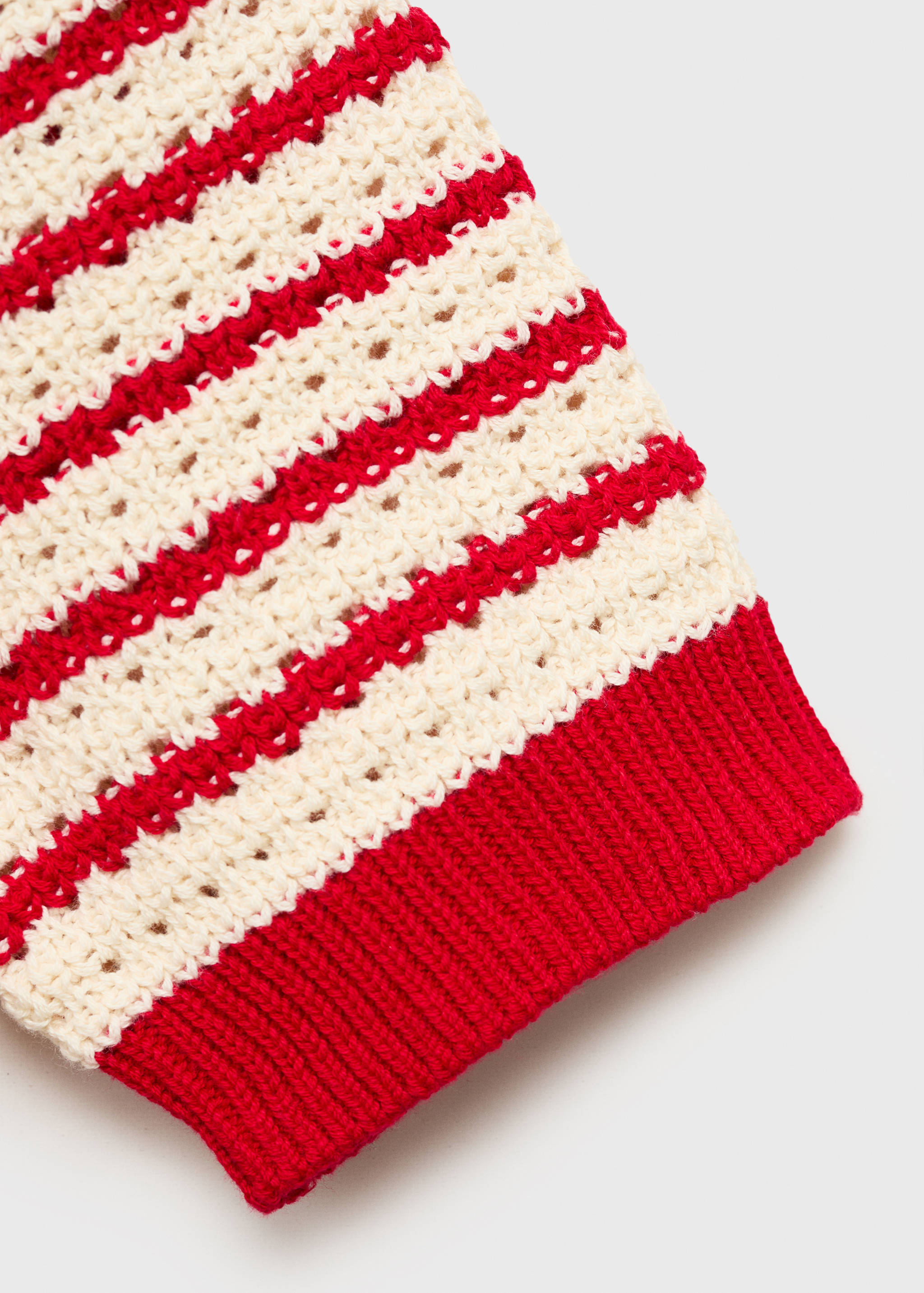 Gestreifter Pullover mit Kurzarm in Häkel-Optik - Detail des Artikels 0